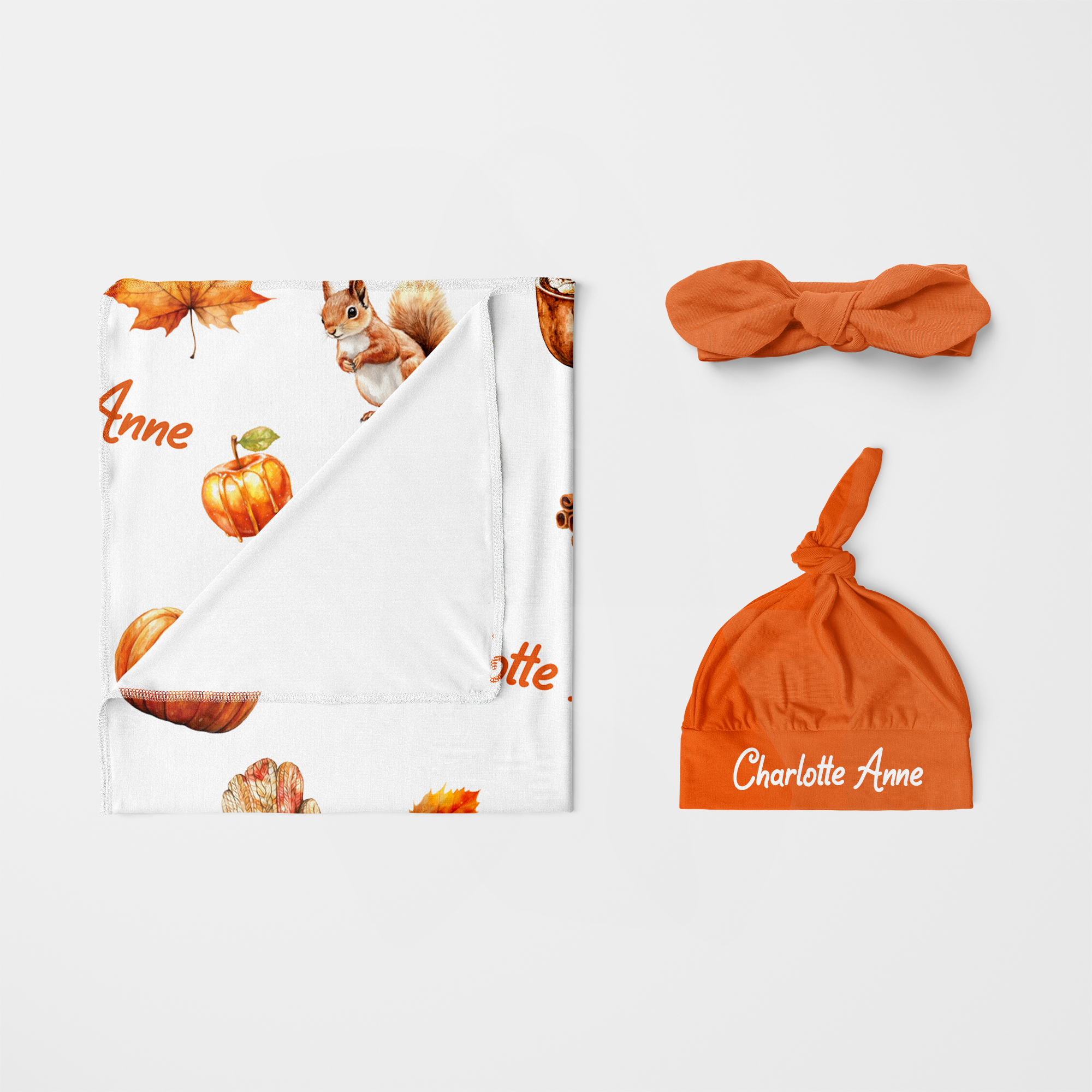 Personalized Swaddle in Fall Cottage
