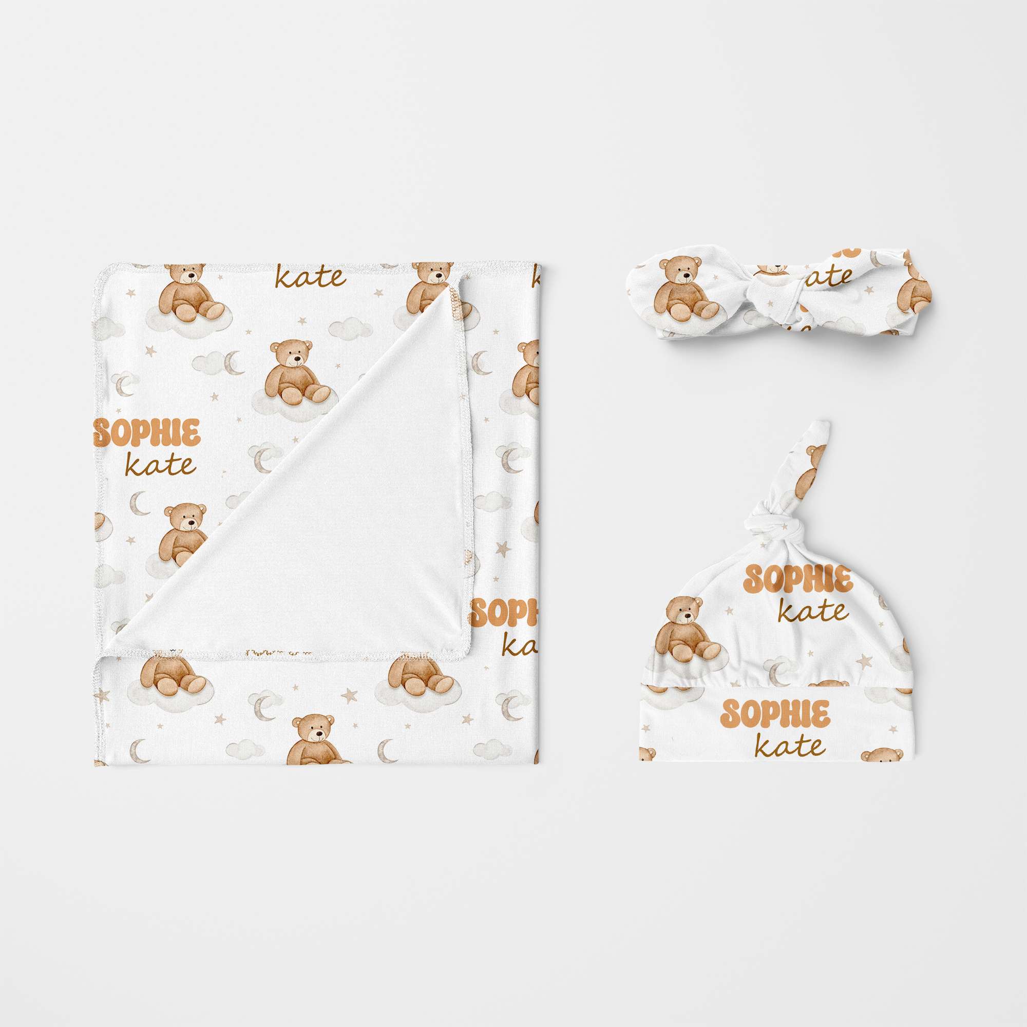 Personalized Swaddle in Teddy Bear