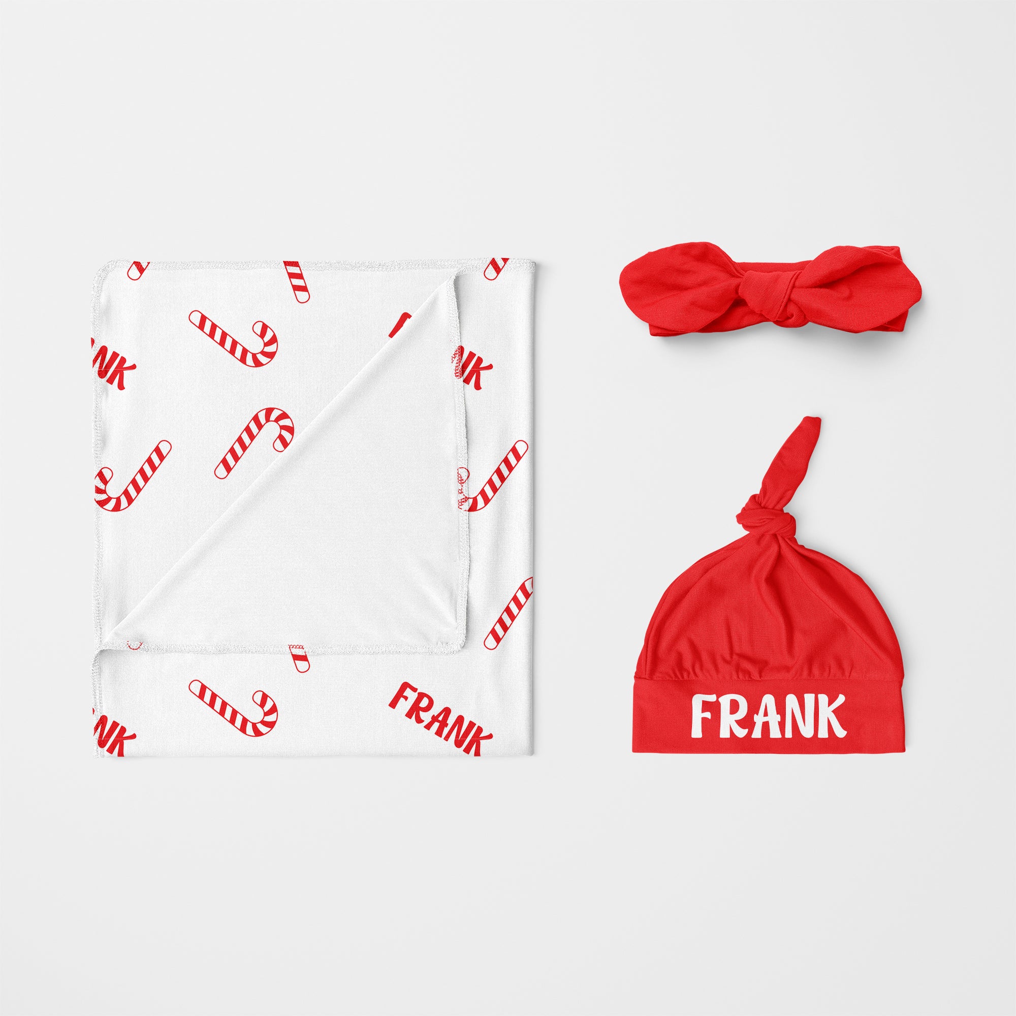 Personalized Swaddle in Candy Cane