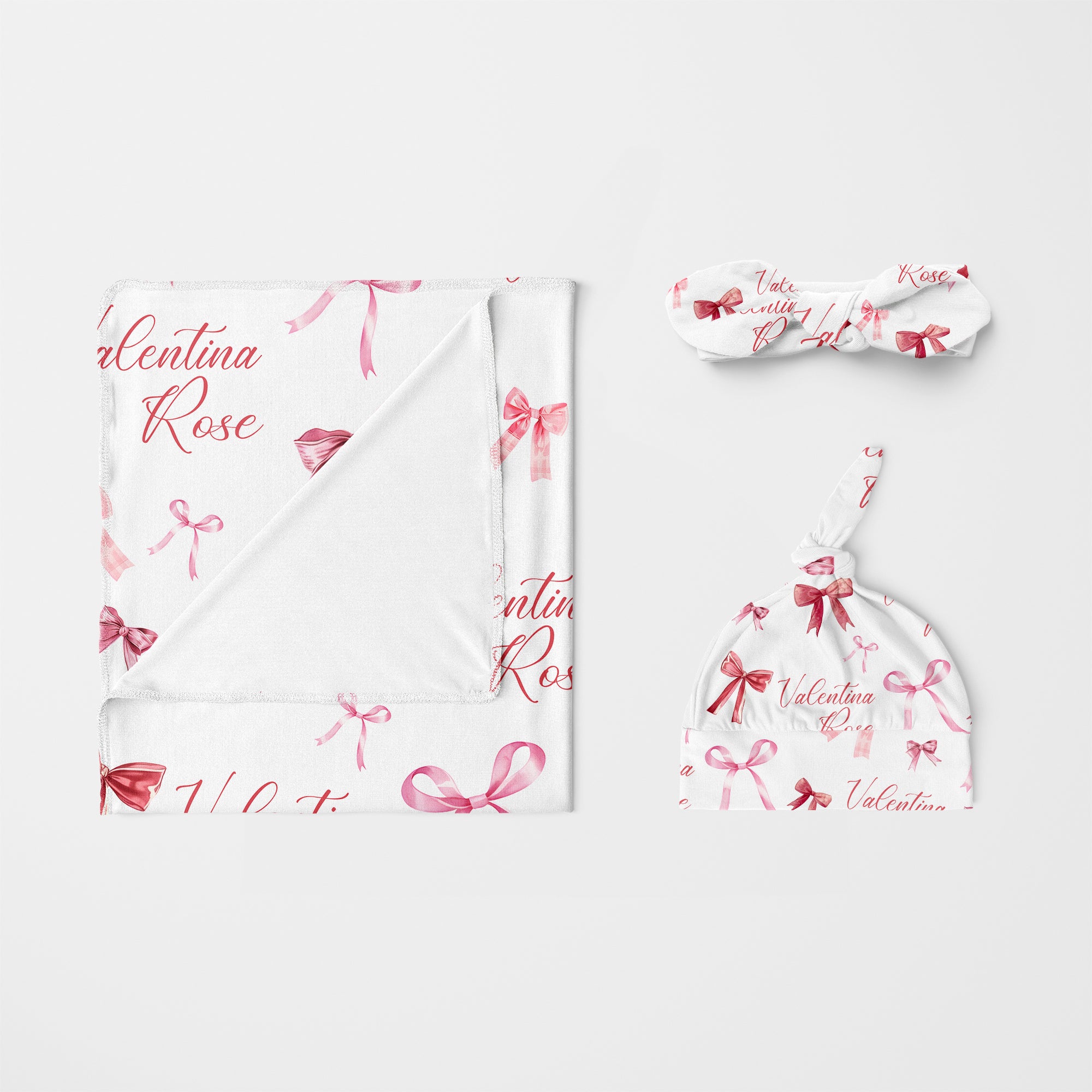 Personalized Knotted Headband in White Coquette Bow