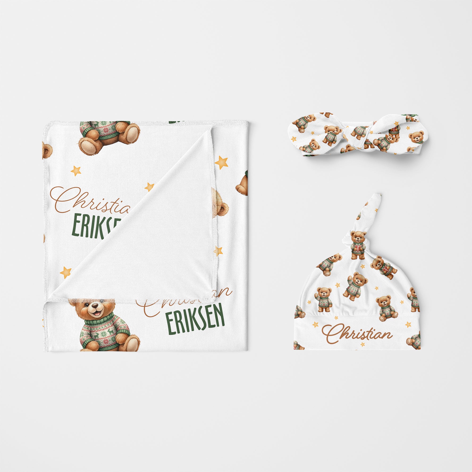 Personalized Knotted Headband in Cozy Bear