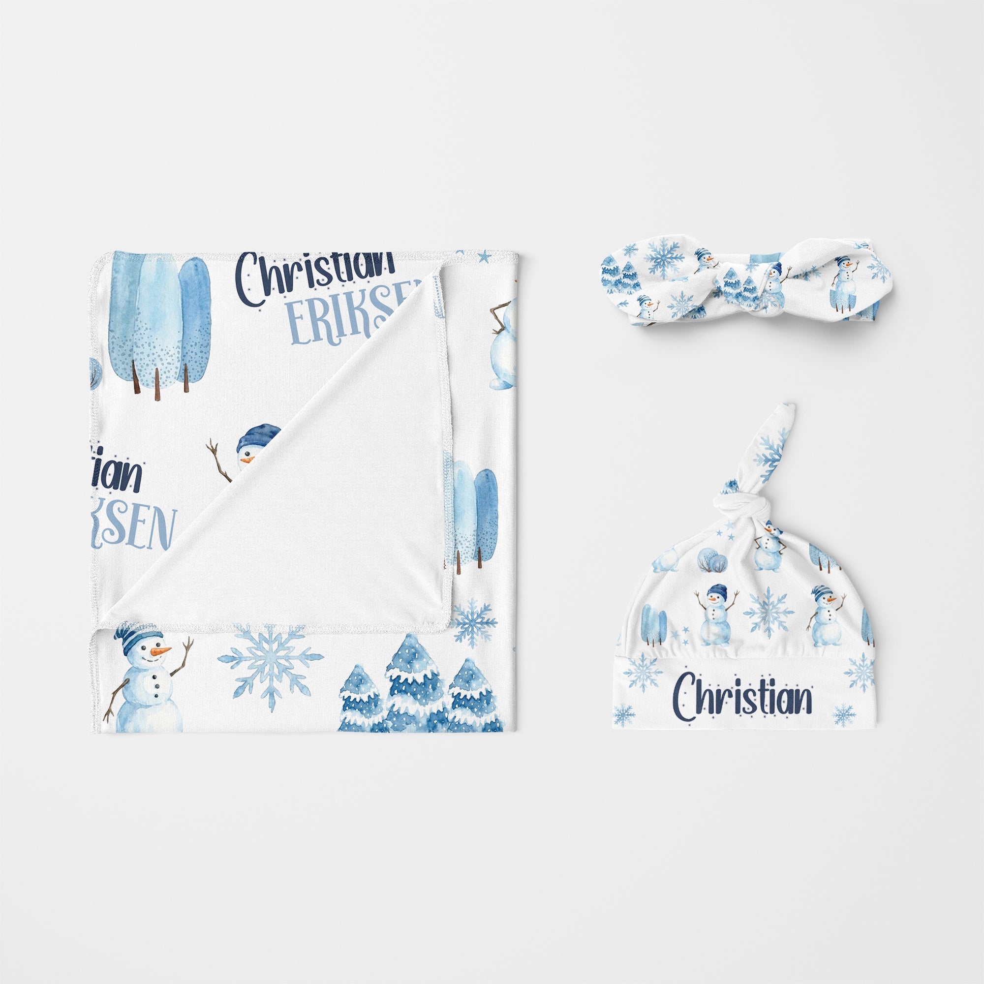 Personalized Knotted Headband in Snowman