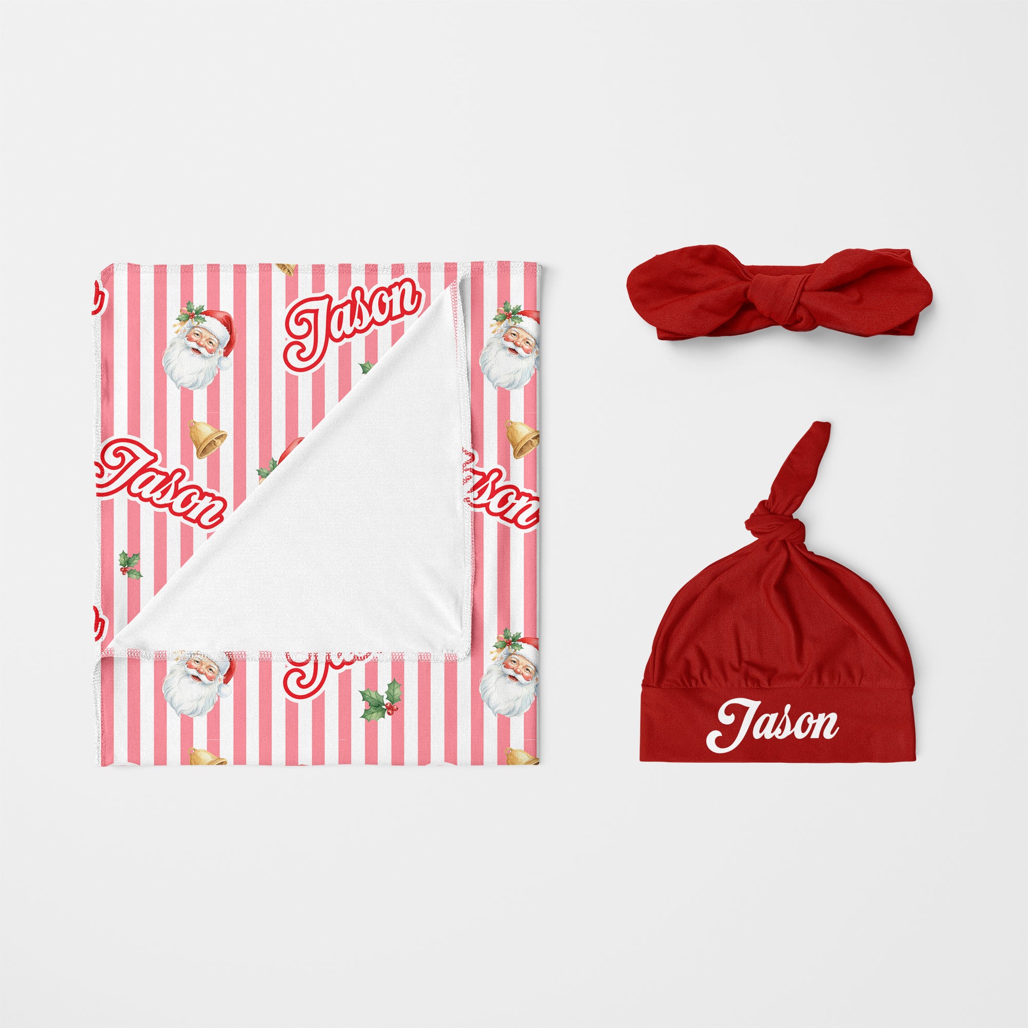 Personalized Knotted Hat in Santa Red