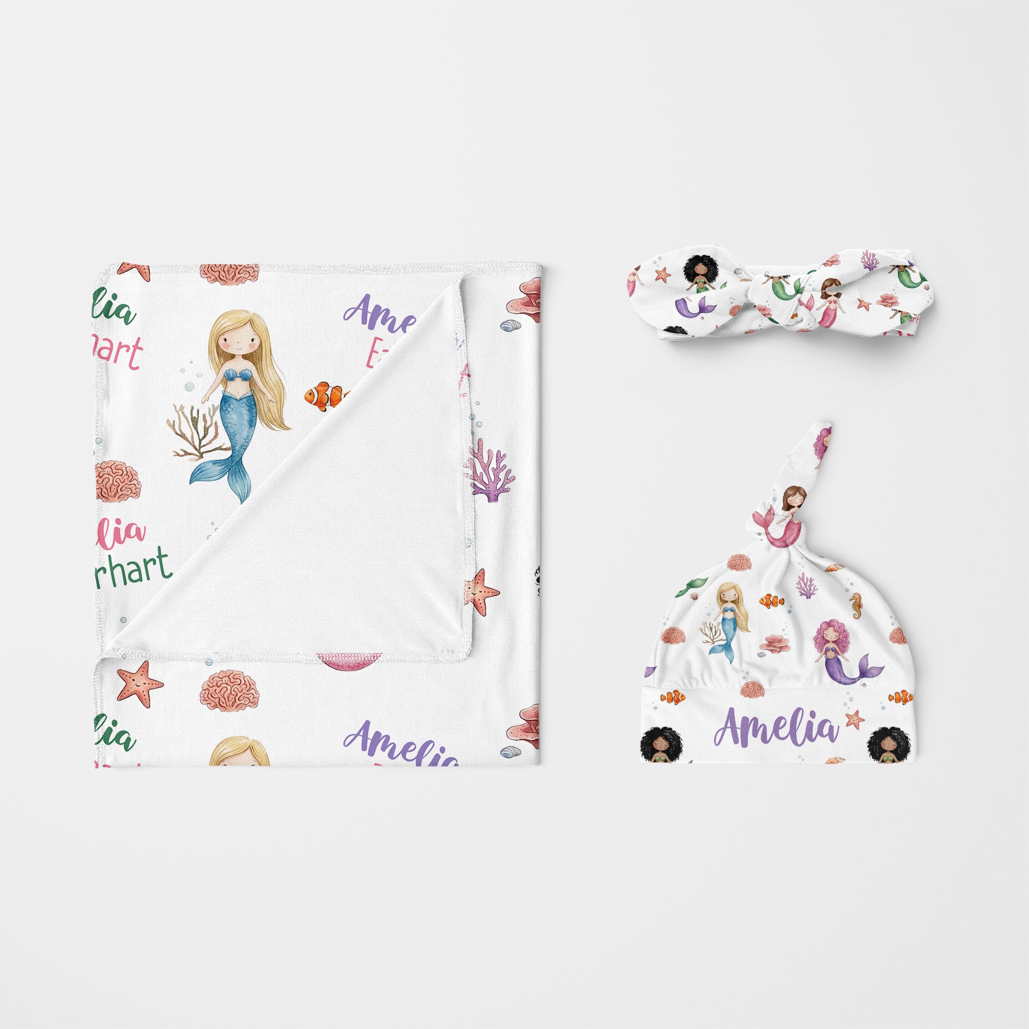 Personalized Knotted Headband in Little Mermaid