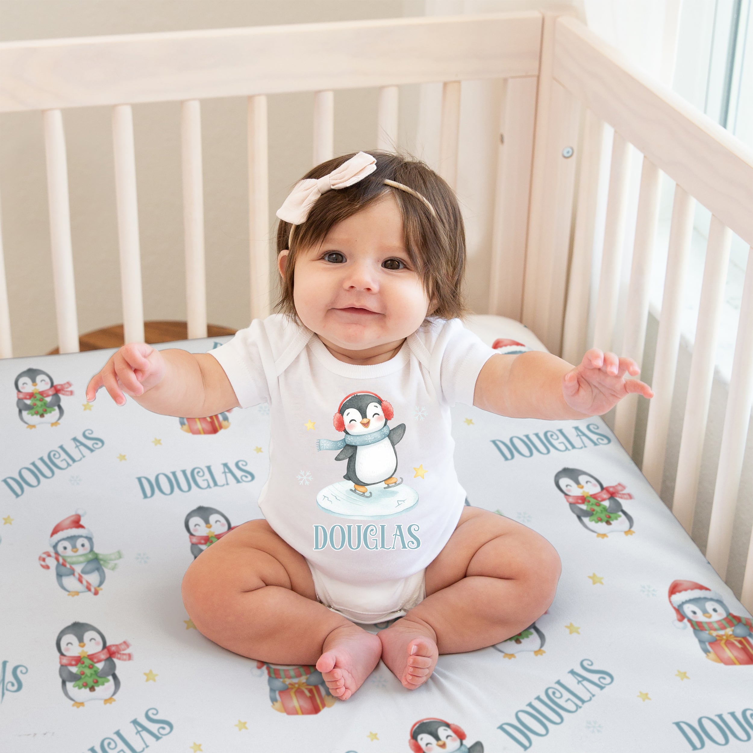 Personalized Graphic Bodysuit in Snow Penguin