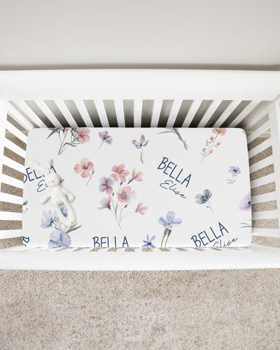 Personalized Crib Sheet in Pretty Wildflower