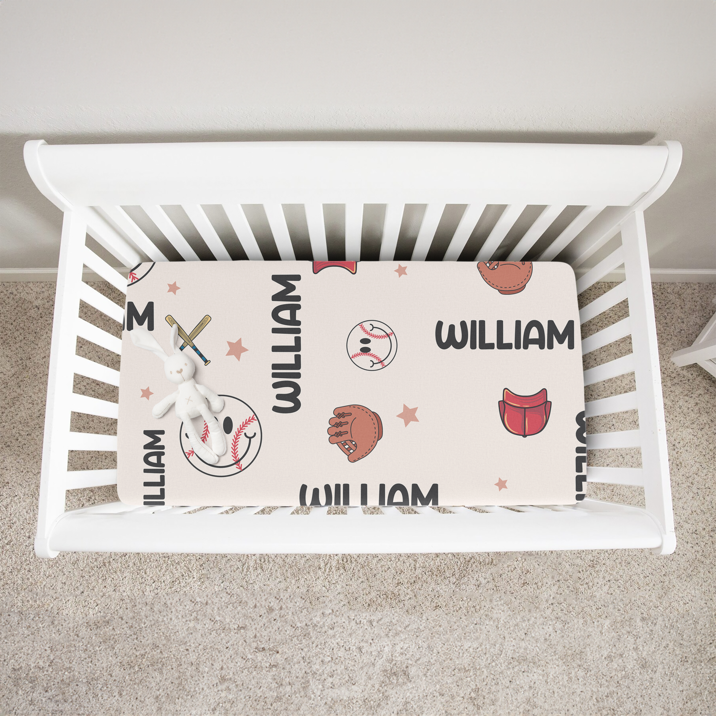 Baseball Personalized Crib Sheet