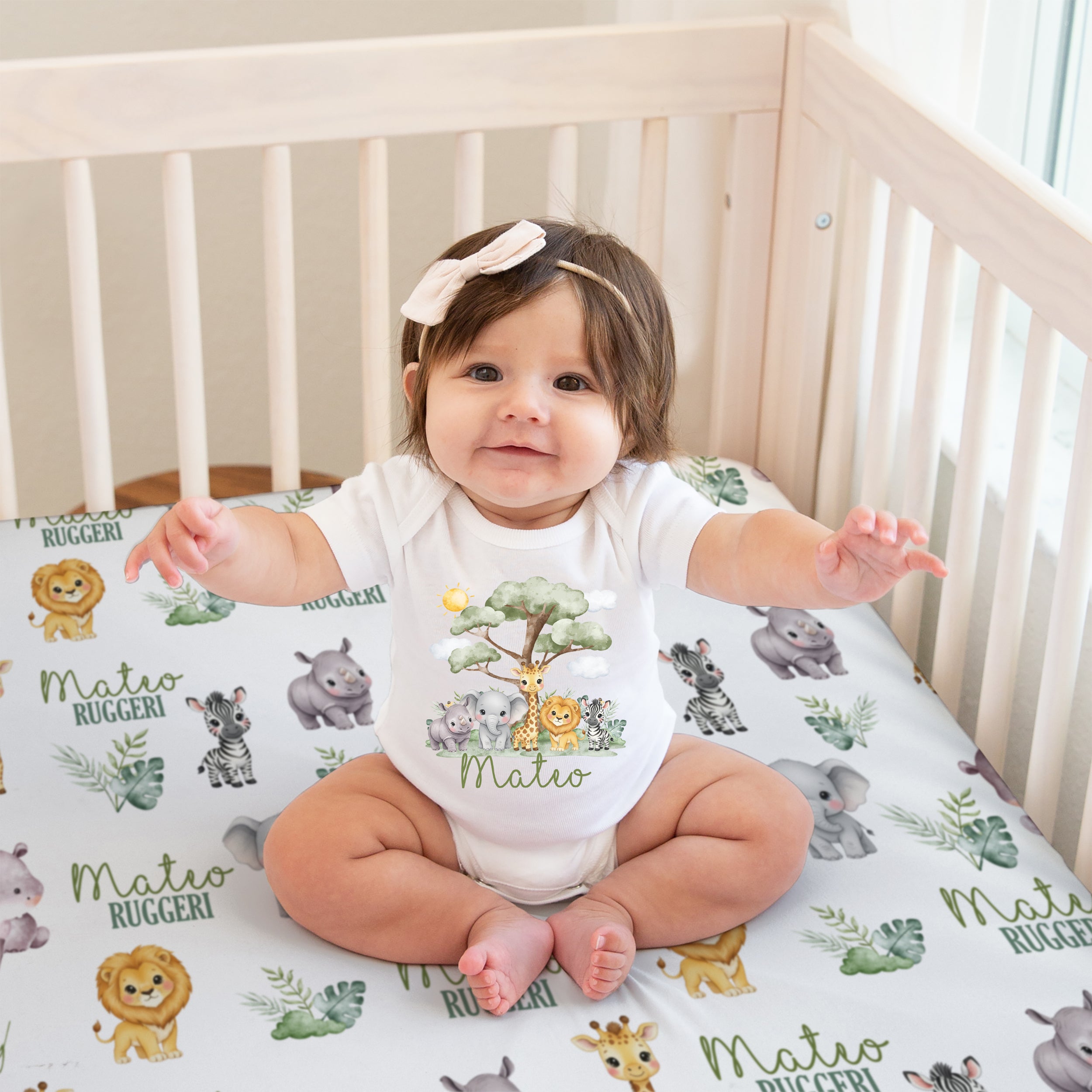 Personalized Graphic Bodysuit in Safari Animal