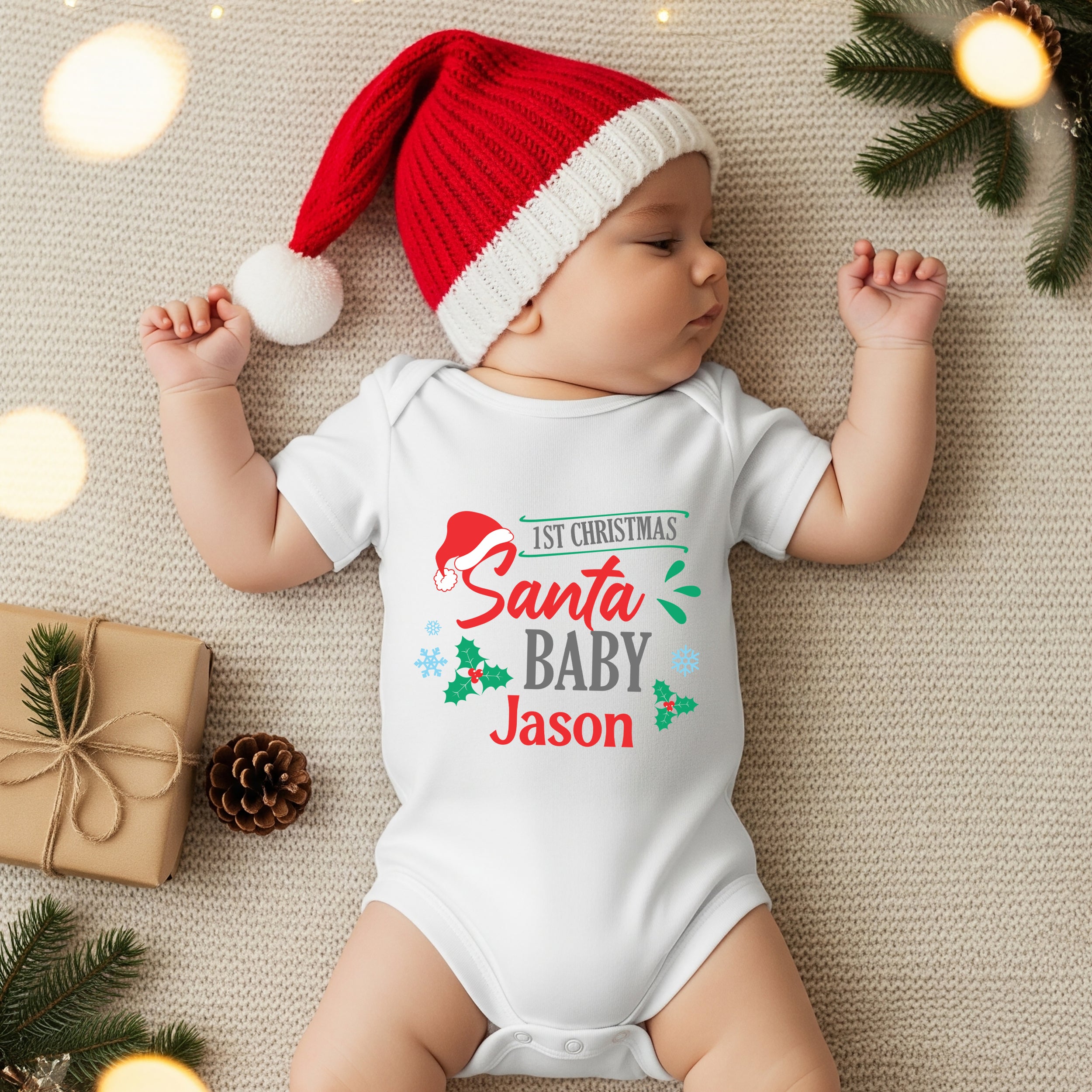 Personalized Graphic Bodysuit in Santa Baby