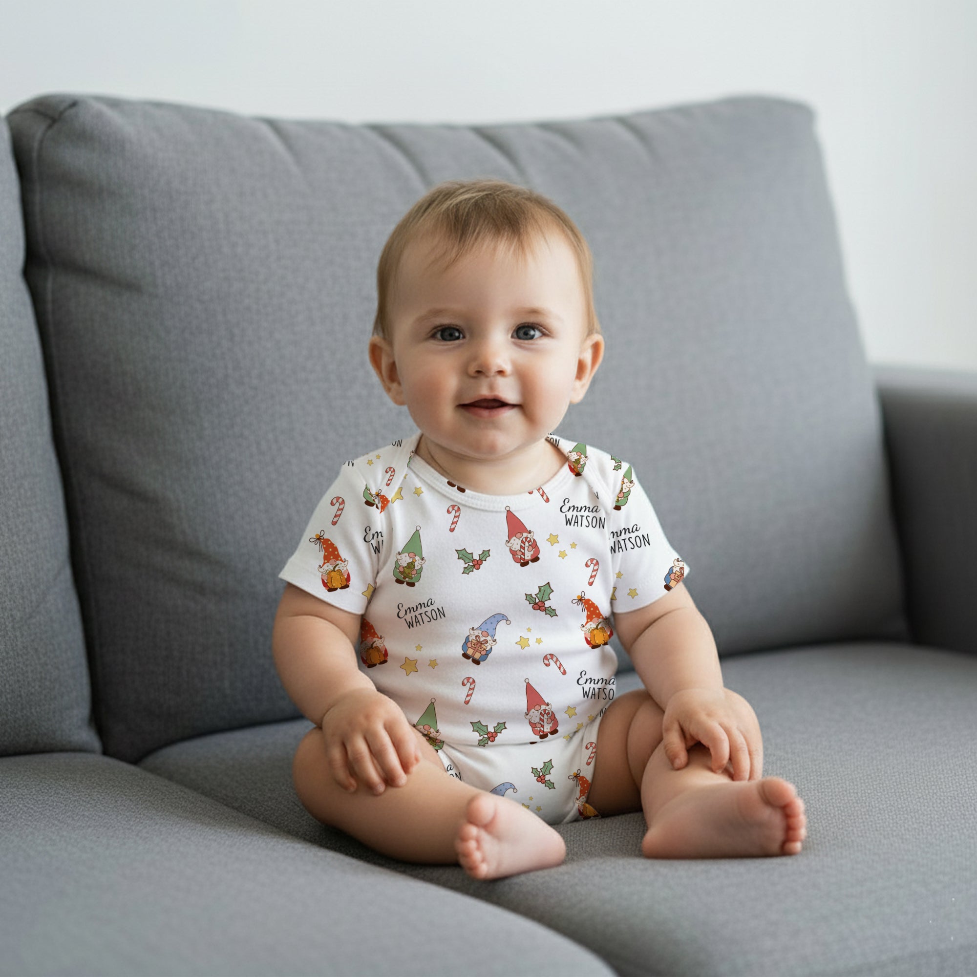 Personalized Bodysuit in Christmas Gnomes