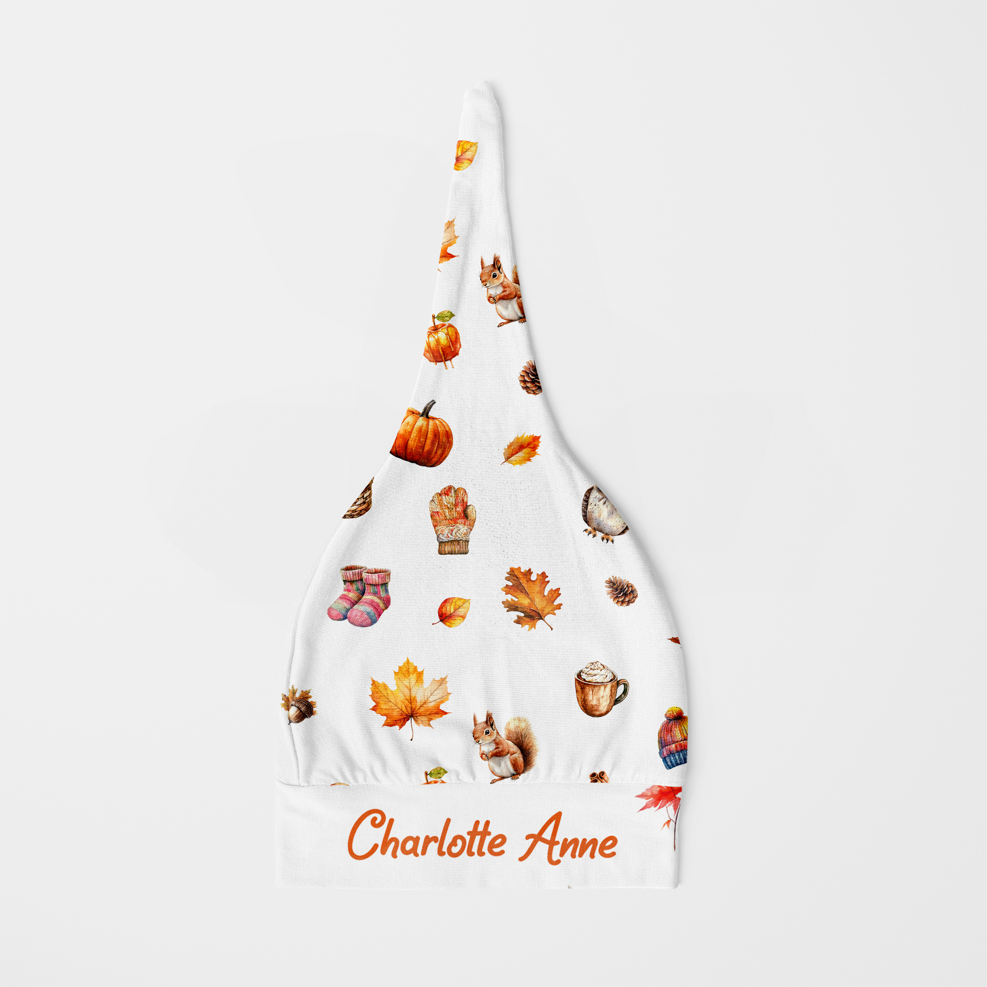 Personalized Knotted Hat in Fall Cottage