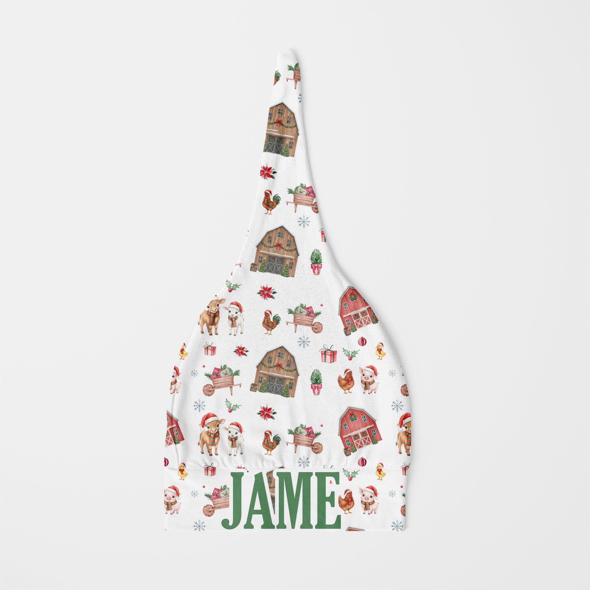 Personalized Knotted Hat in Xmas Farm