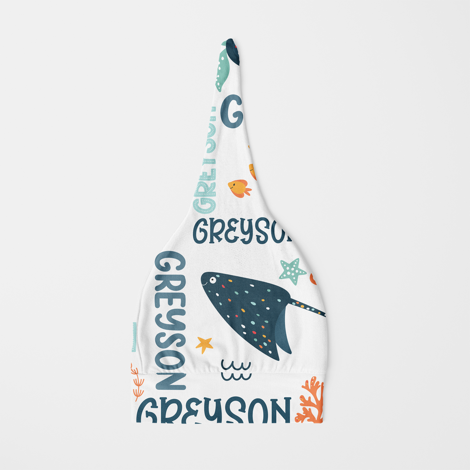 Personalized Knotted Hat in Ocean Animals