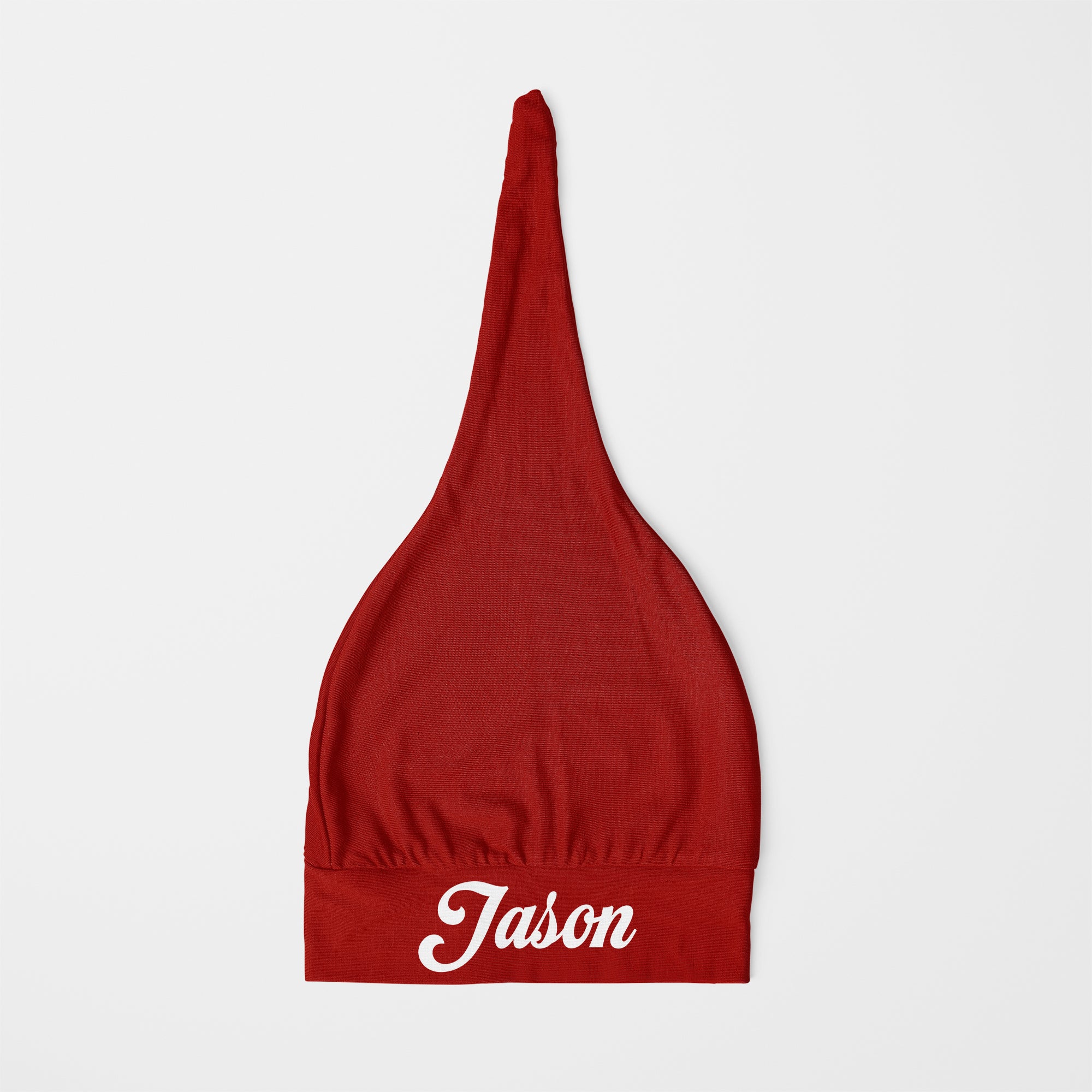 Personalized Knotted Hat in Santa Red