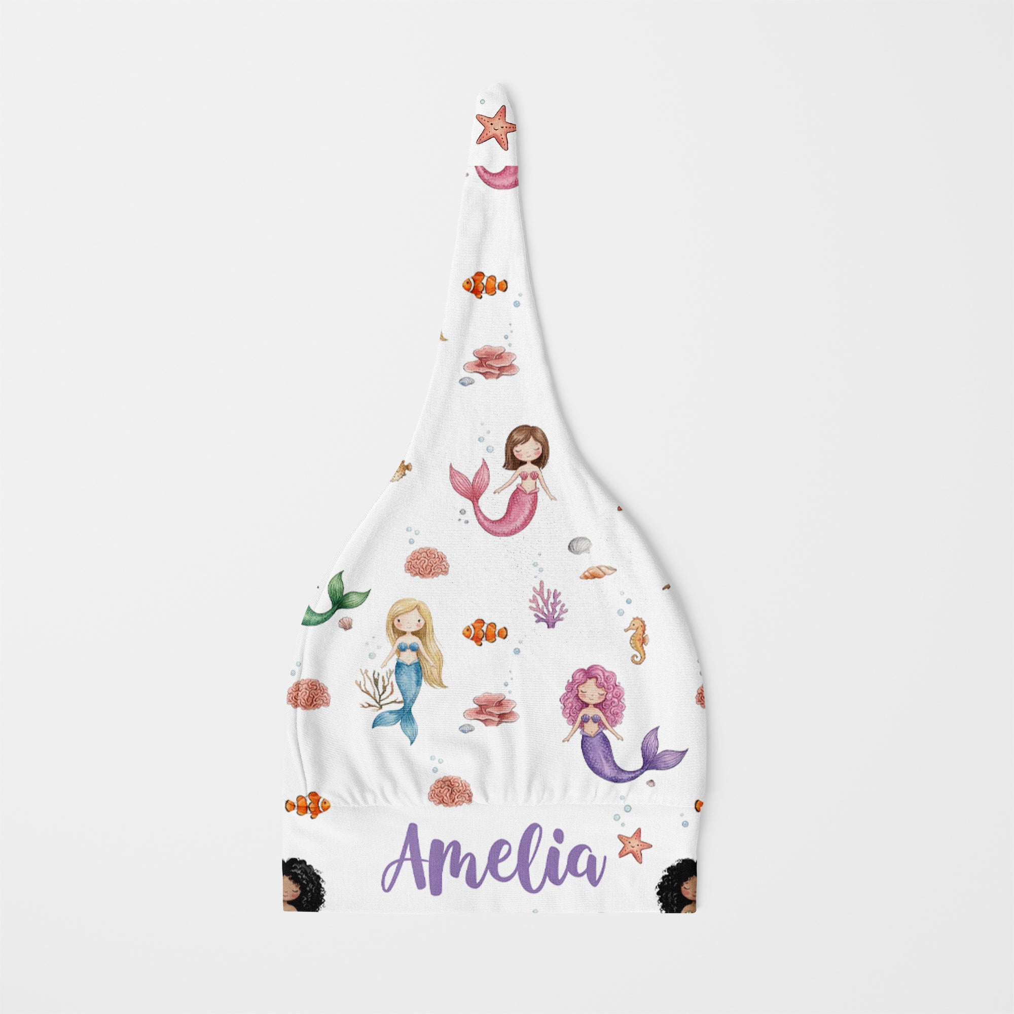 Personalized Knotted Hat in Little Mermaid