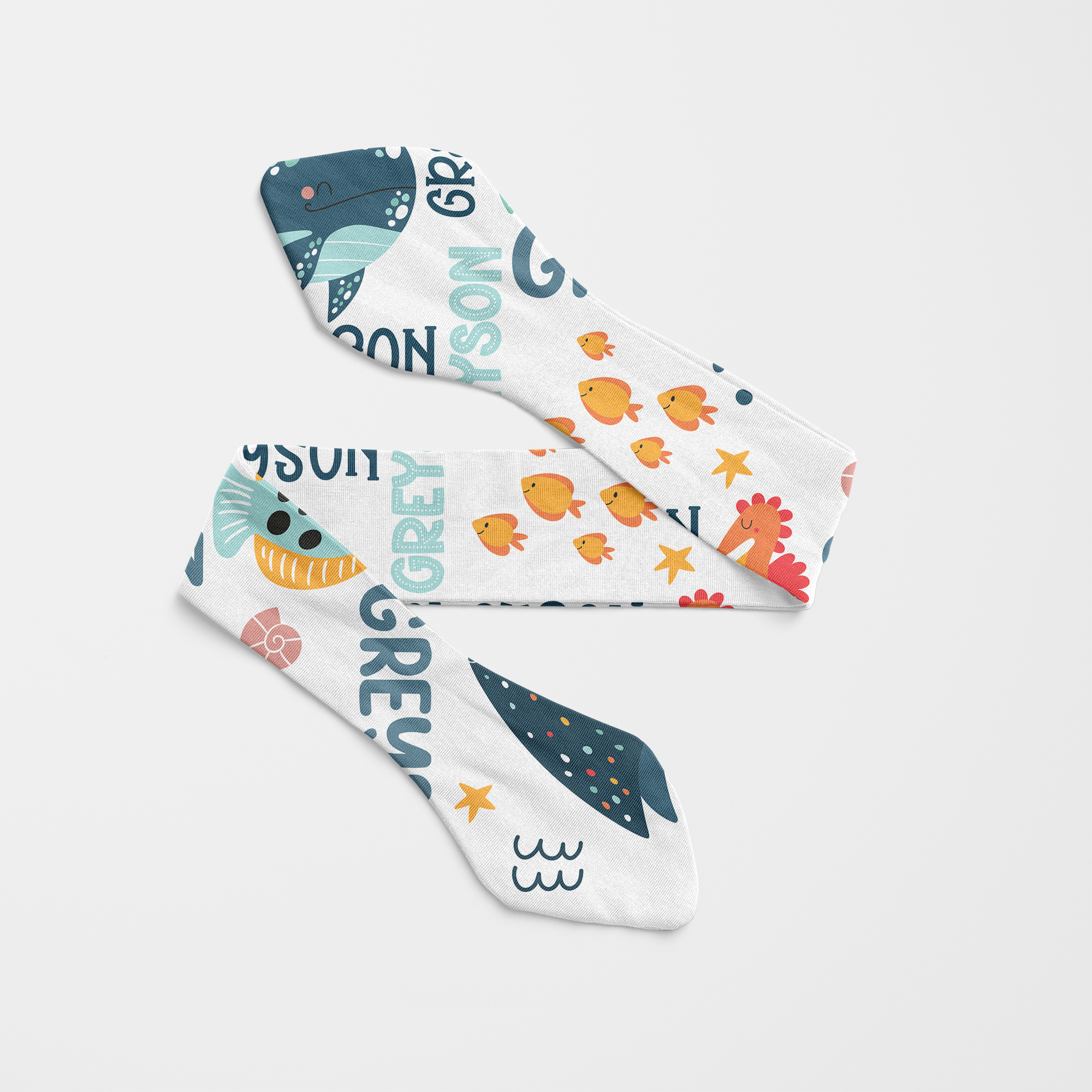 Personalized Knotted Headband in Ocean Animals