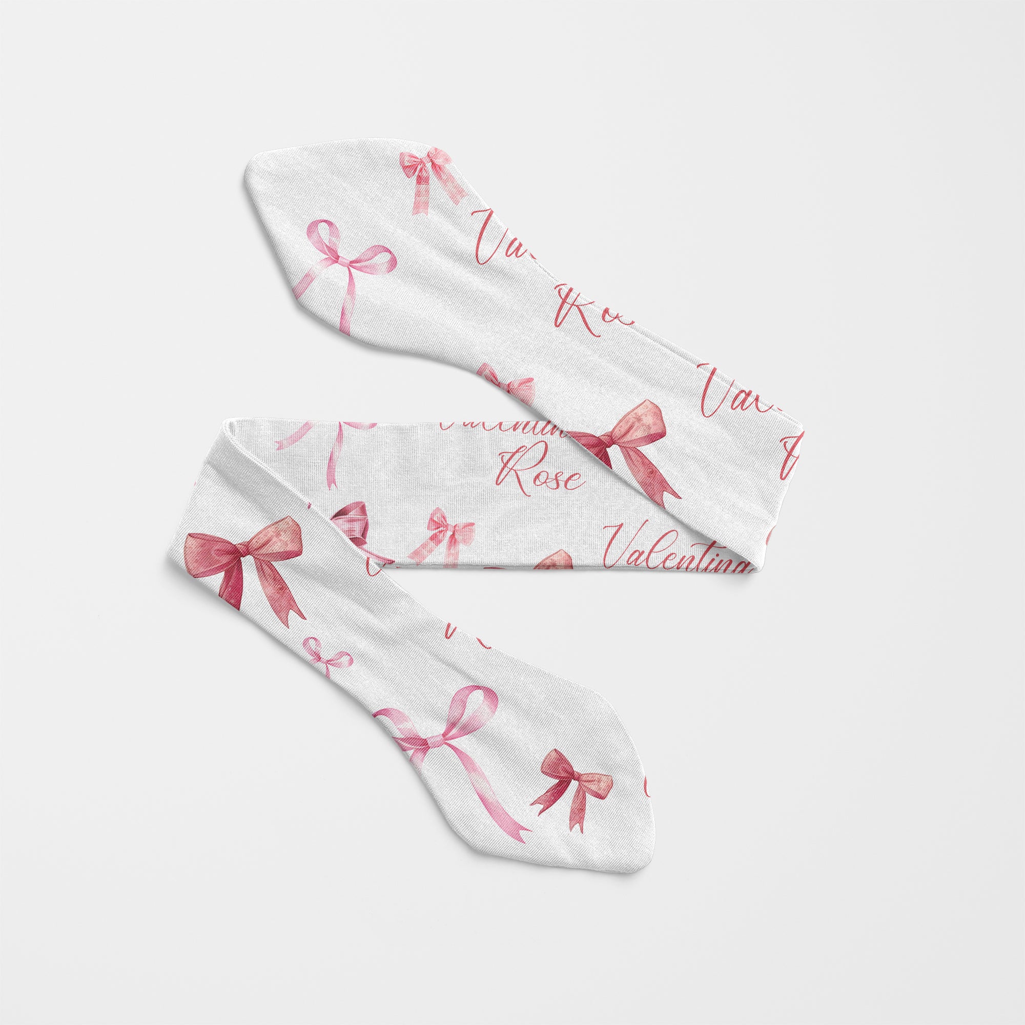 Personalized Knotted Headband in White Coquette Bow