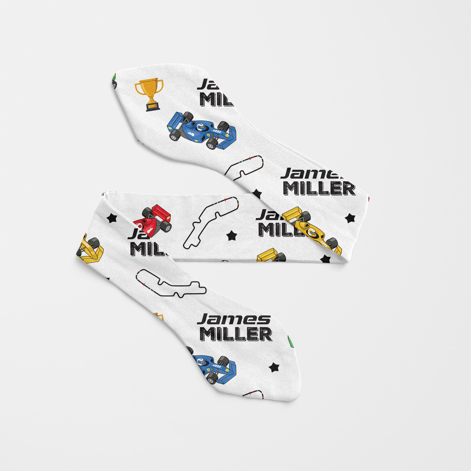 Personalized Knotted Headband in Pit Crew