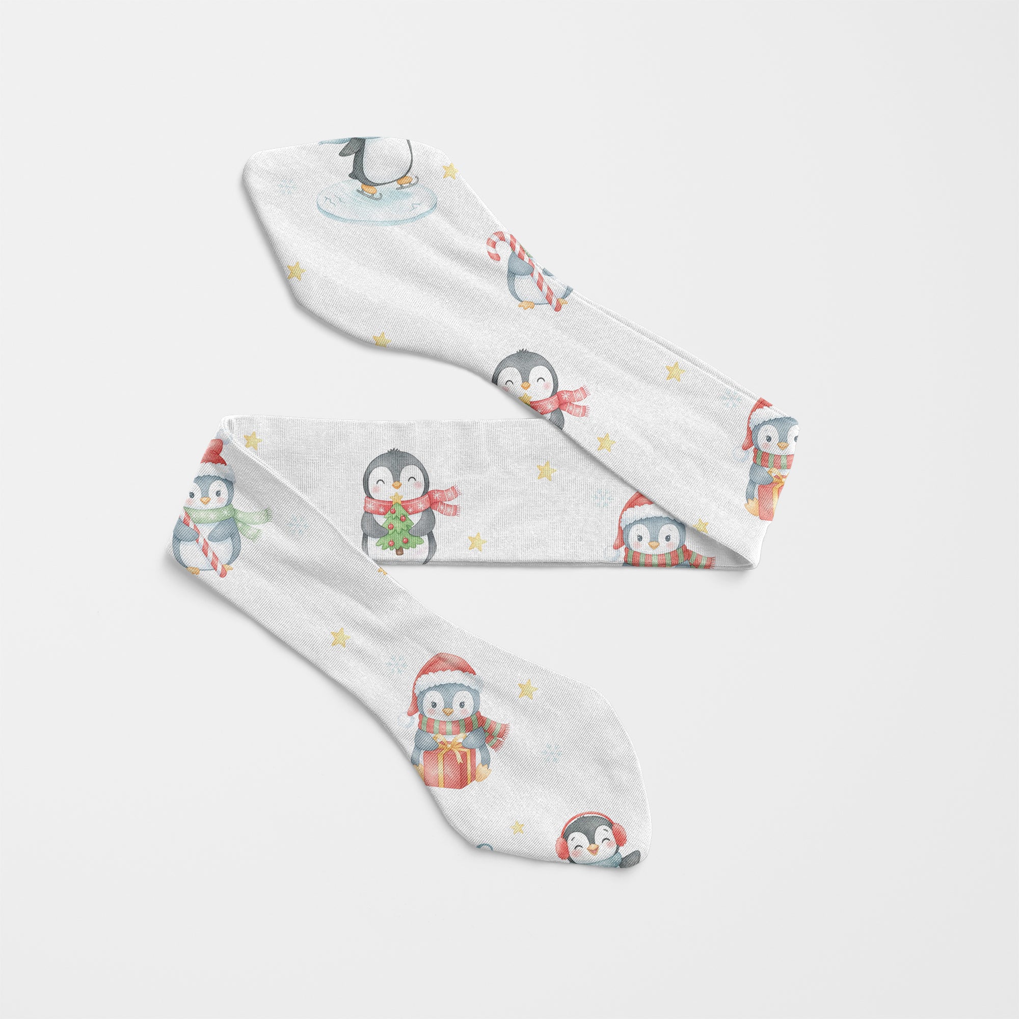 Personalized Knotted Headband in Snow Penguin