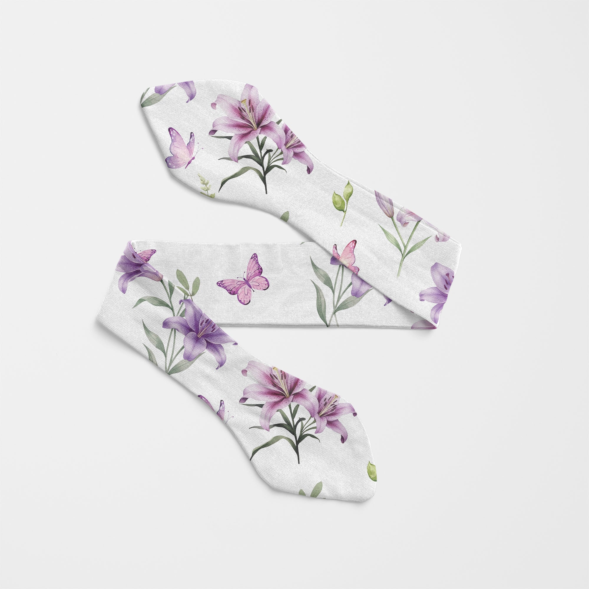 Personalized Knotted Headband in Purple Lilys