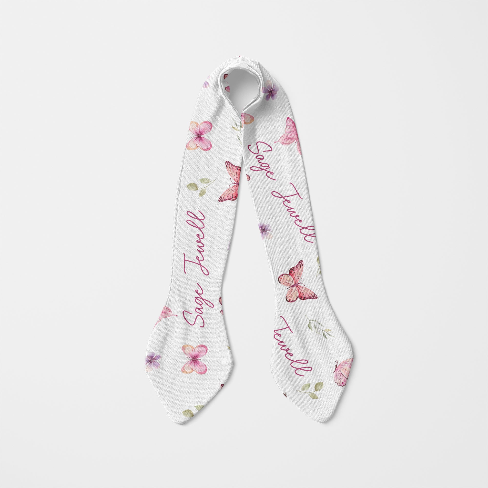 Personalized Knotted Headband in Pink Butterfly