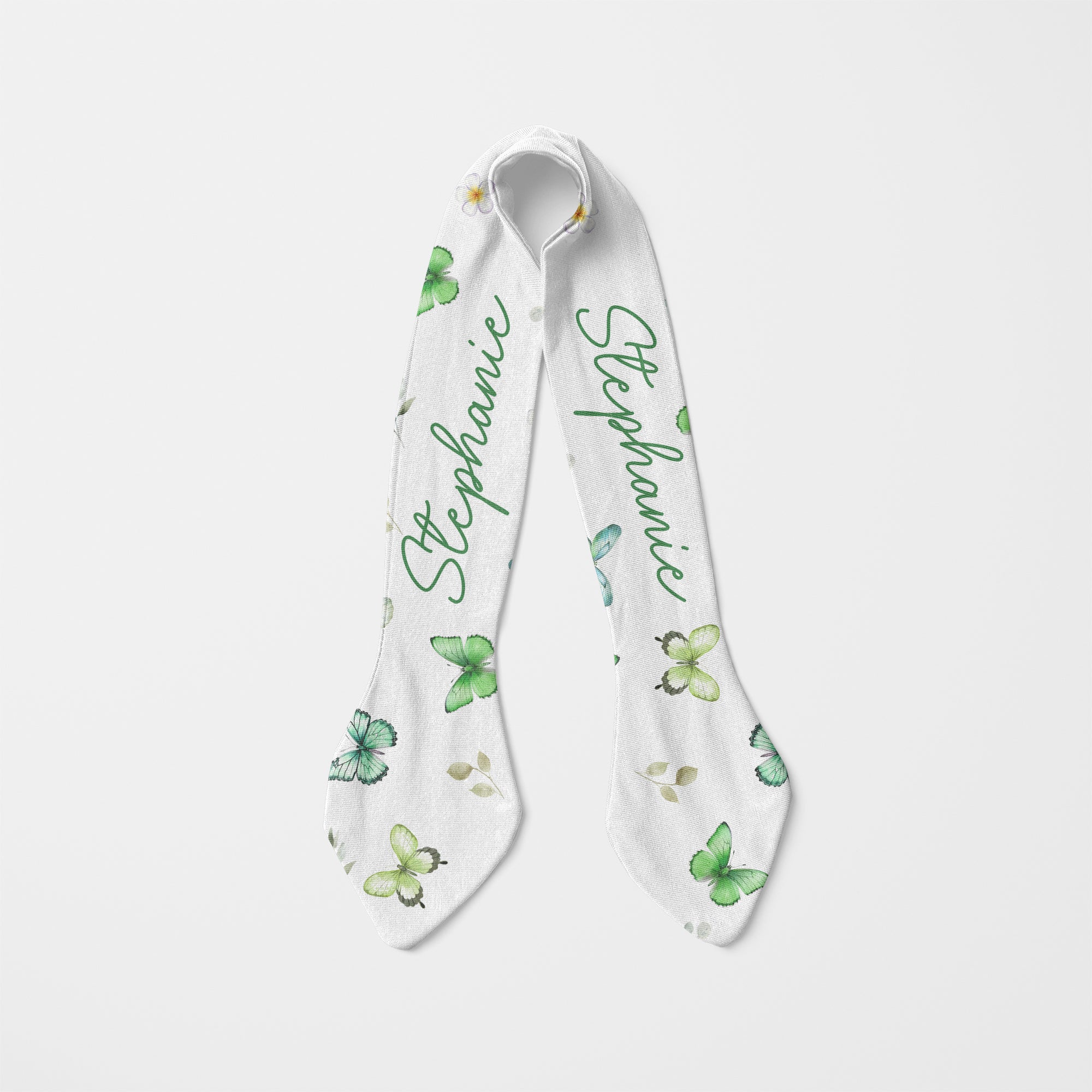 Personalized Knotted Headband in Green Butterfly
