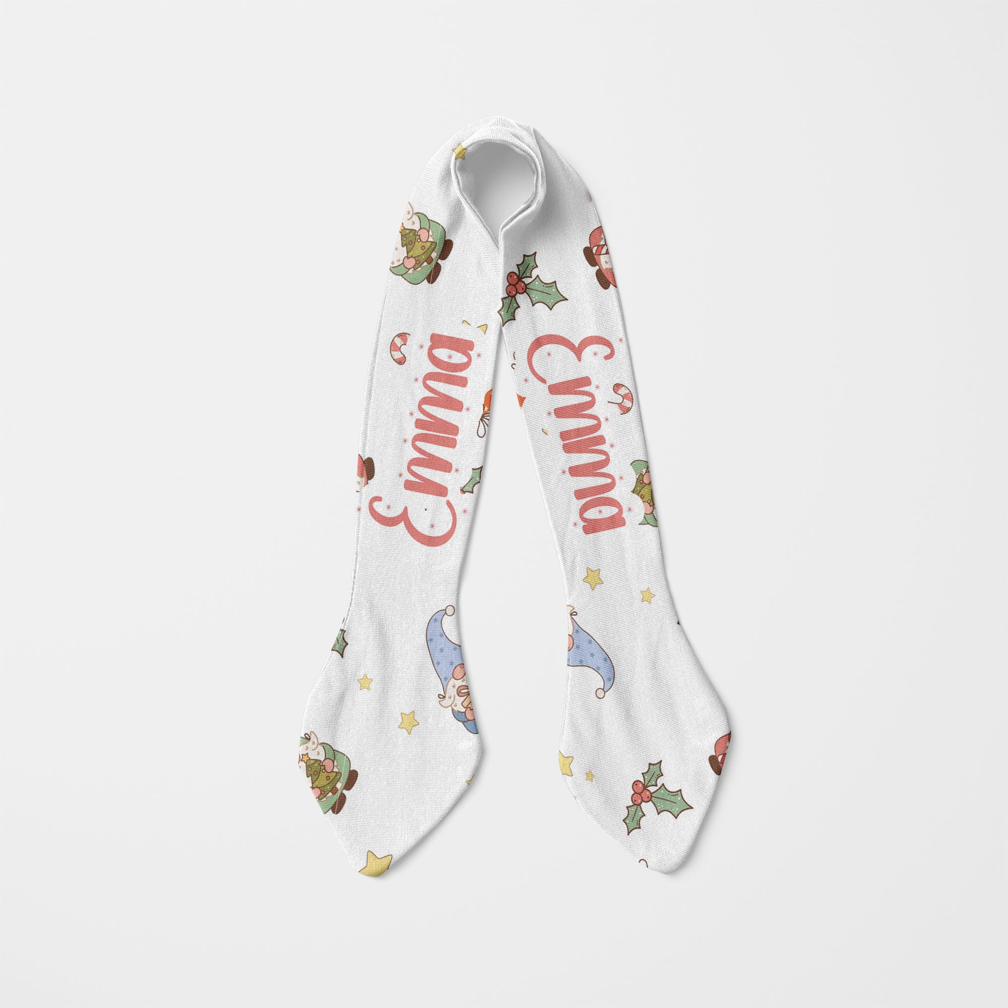 Personalized Knotted Headband in Christmas Gnomes