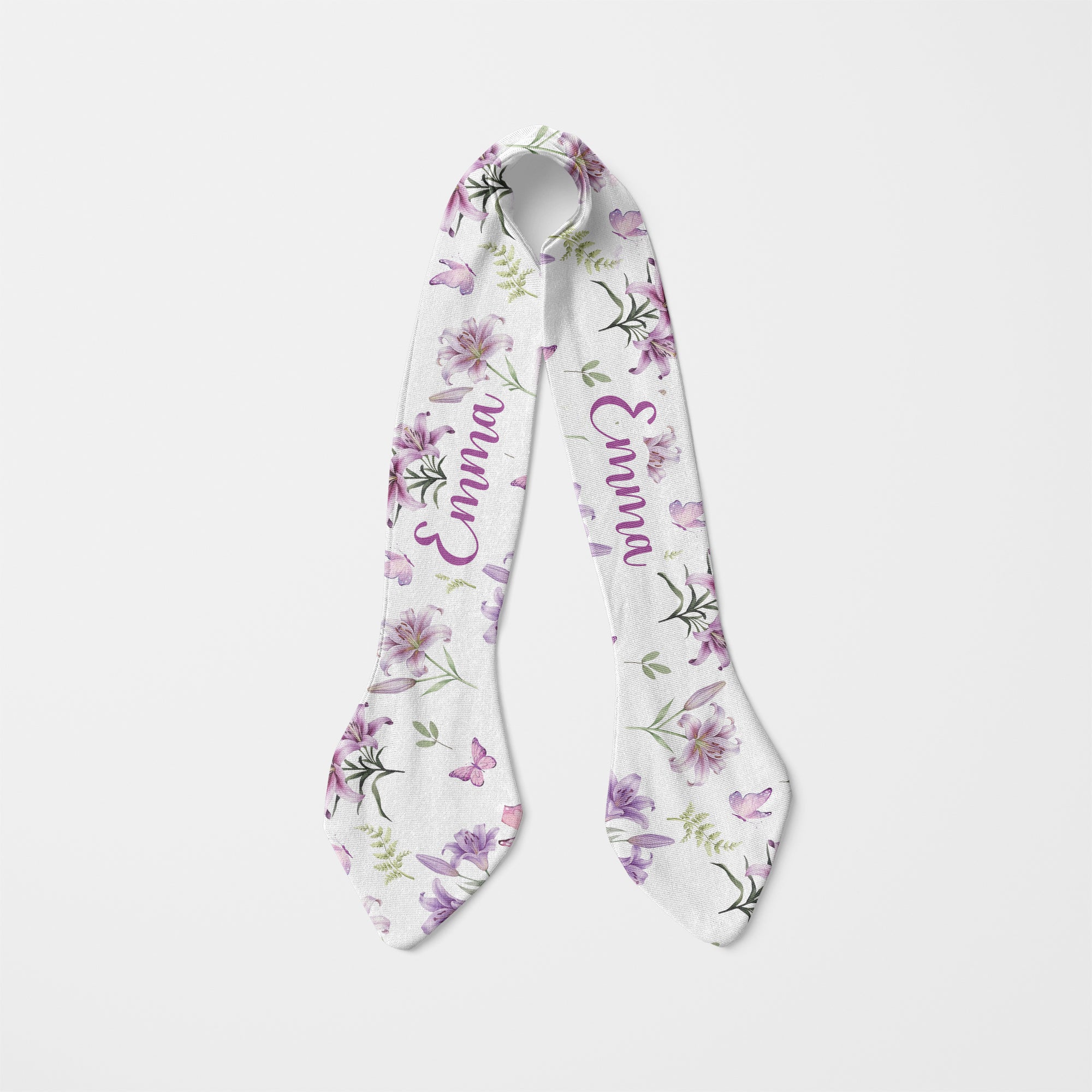 Personalized Knotted Headband in Purple Lilys