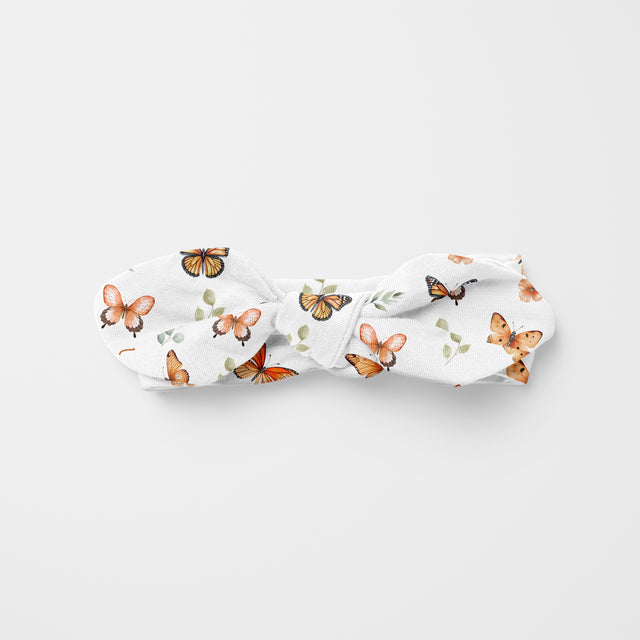 Personalized Knotted Headband in Orange Butterfly