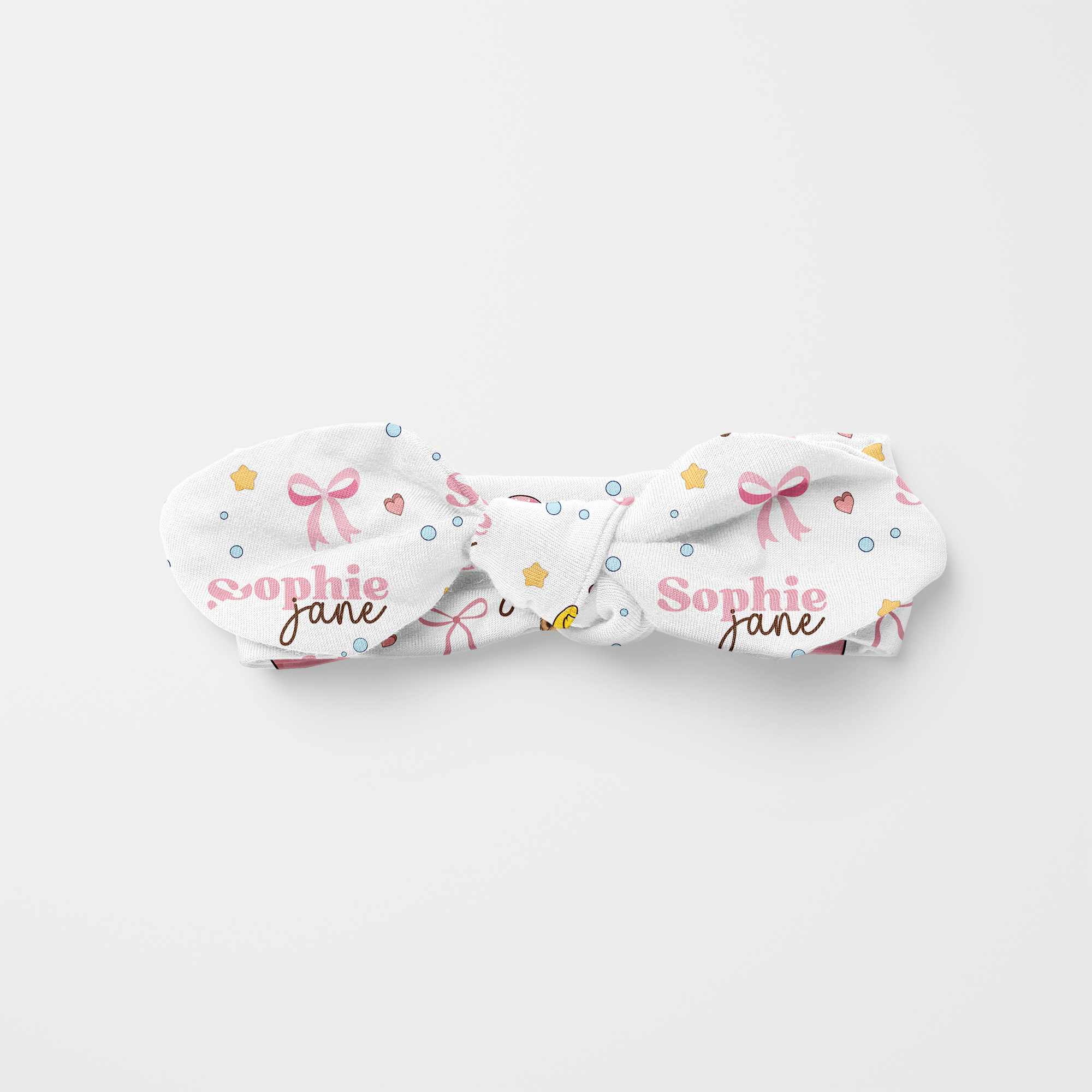 Personalized Knotted Headband in Bathtime Besties