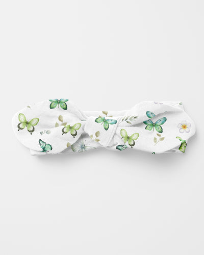 Personalized Knotted Headband in Green Butterfly