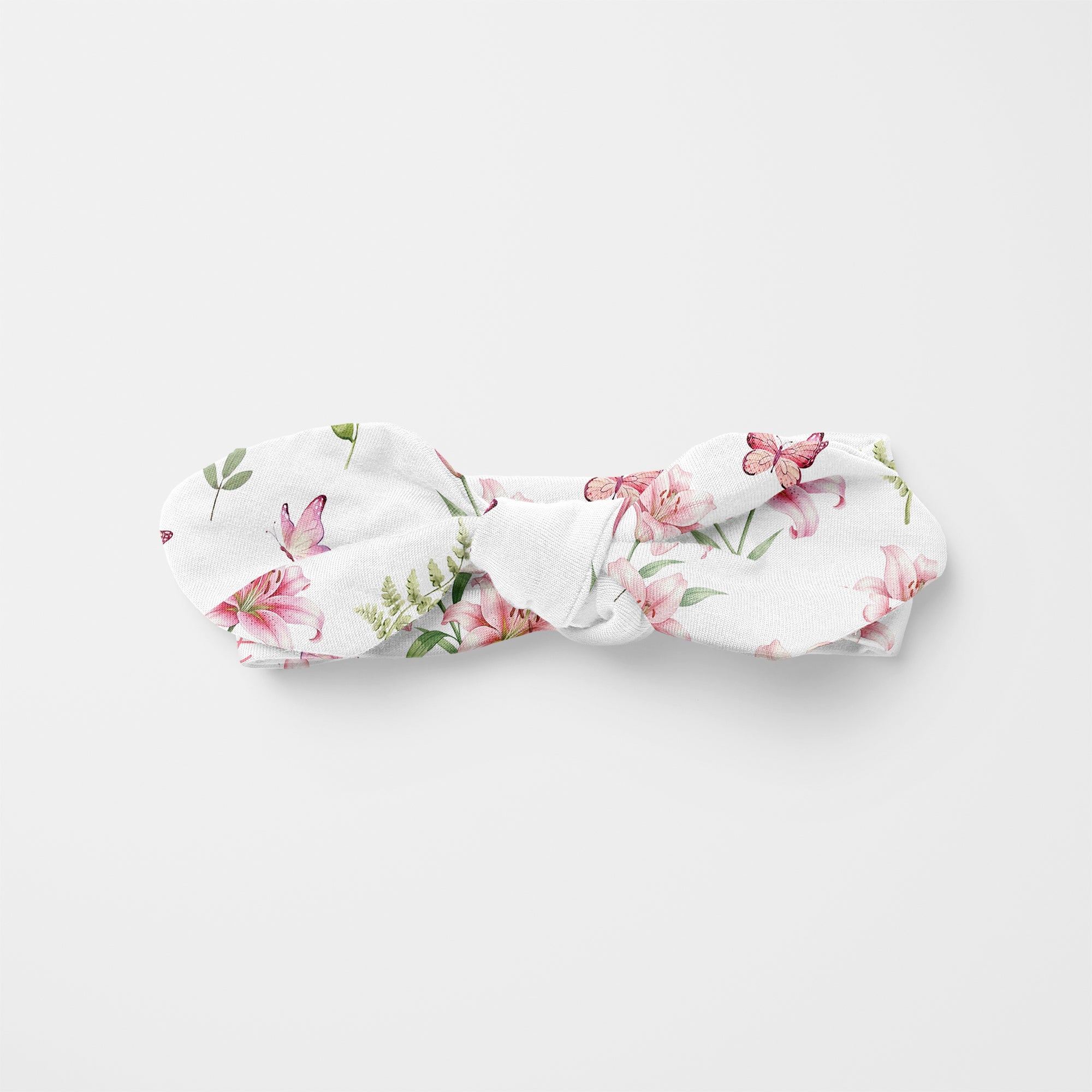 Personalized Knotted Headband in Pink Lilys