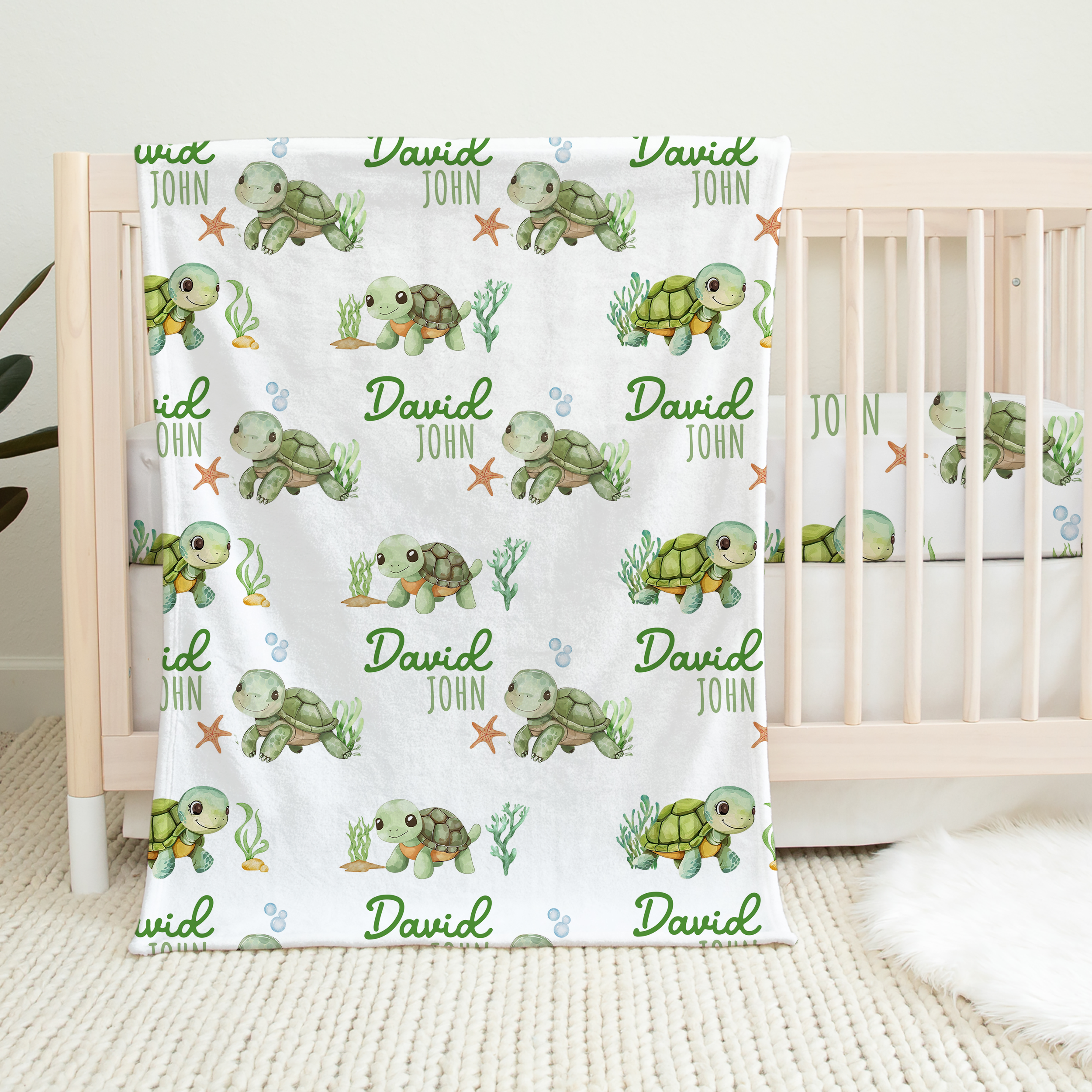 Personalized Blanket in Sea Turtle