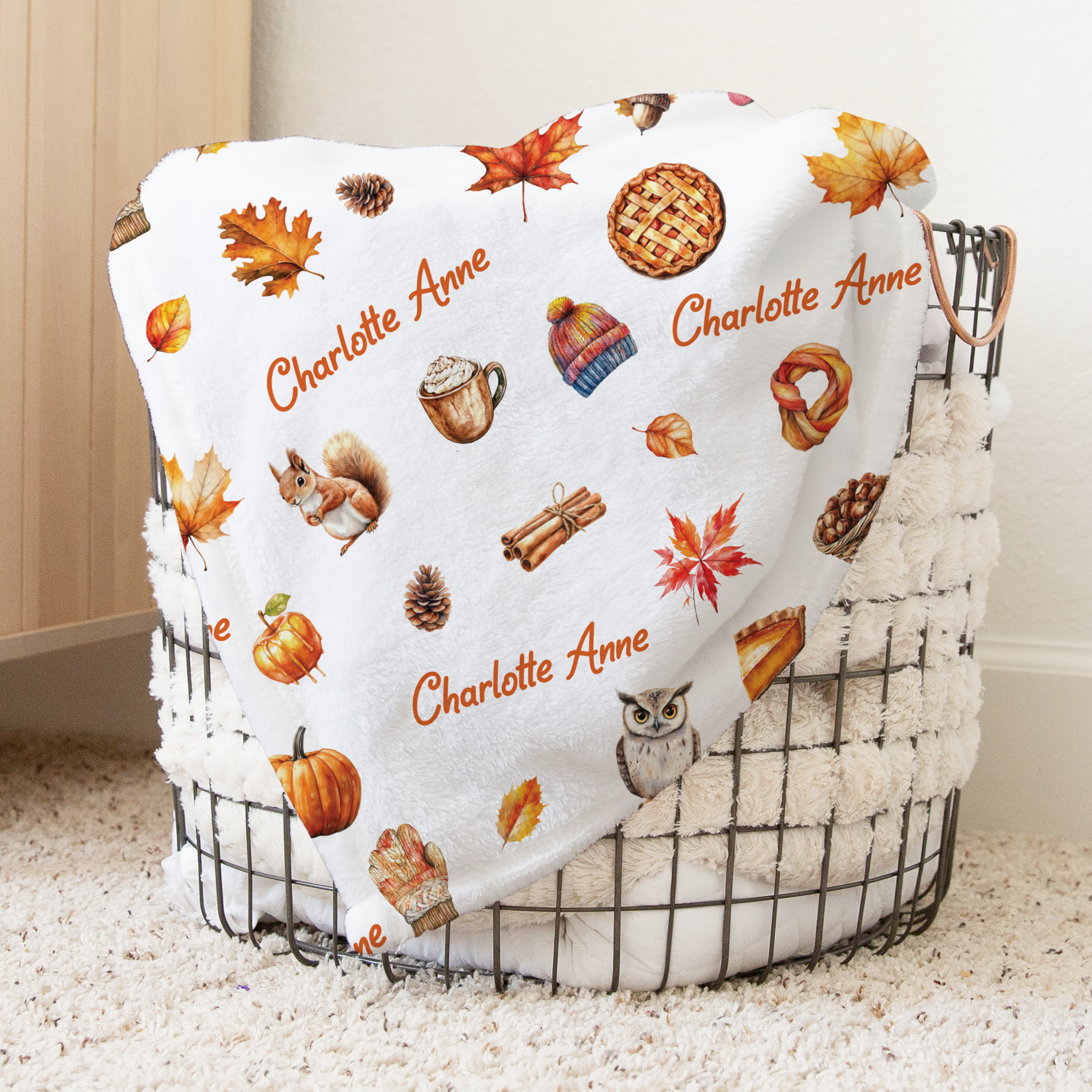 Fall Cottage Personalized Kids Minky Blanket