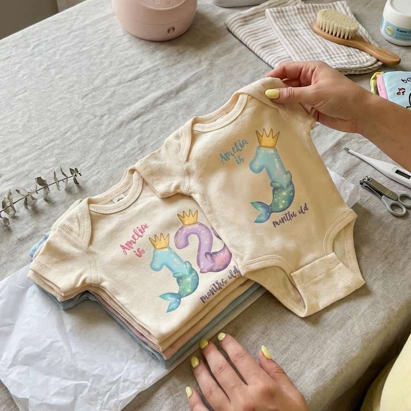 Personalized Milestone Bodysuit in Little Mermaid