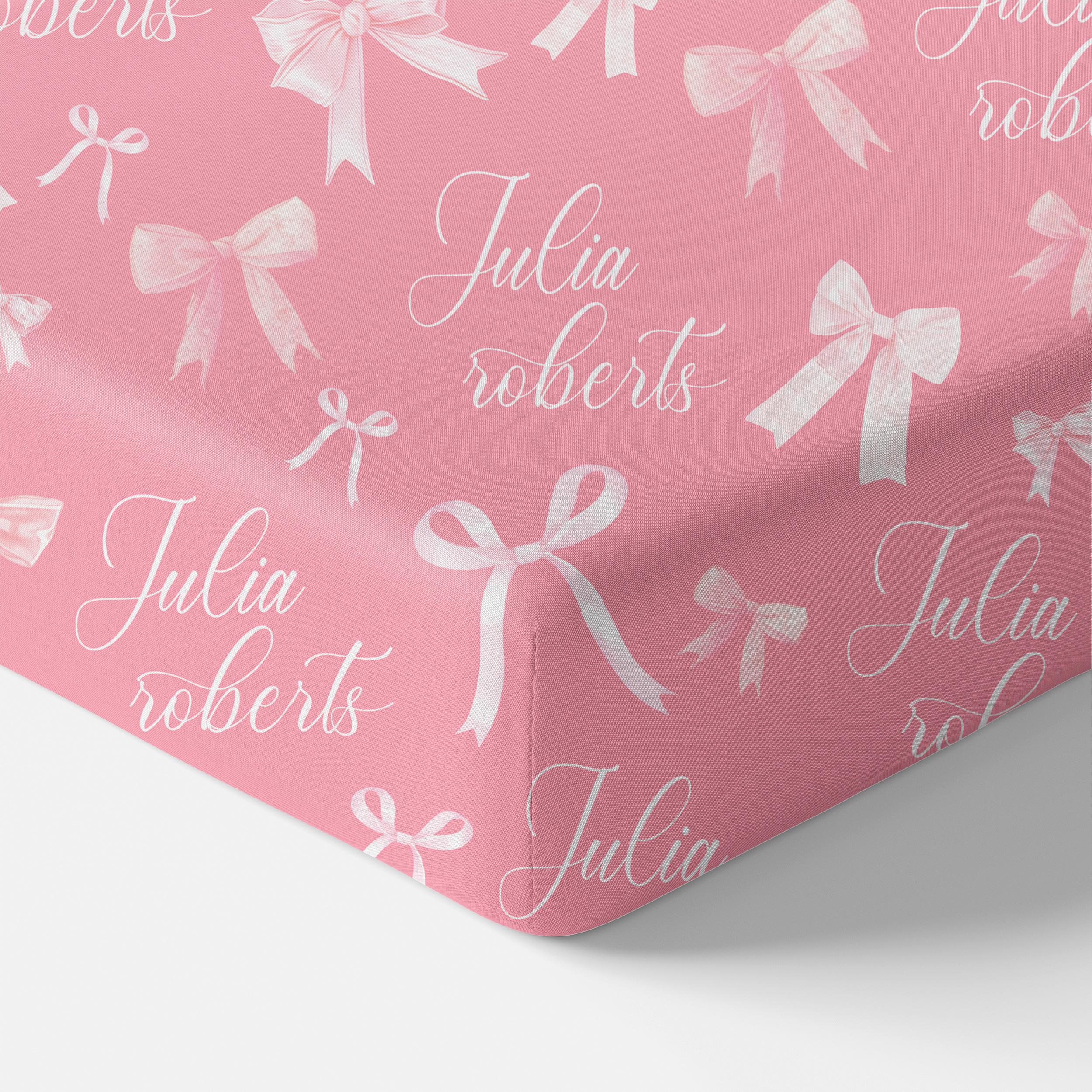Personalized Crib Sheet in Pink Coquette Bow