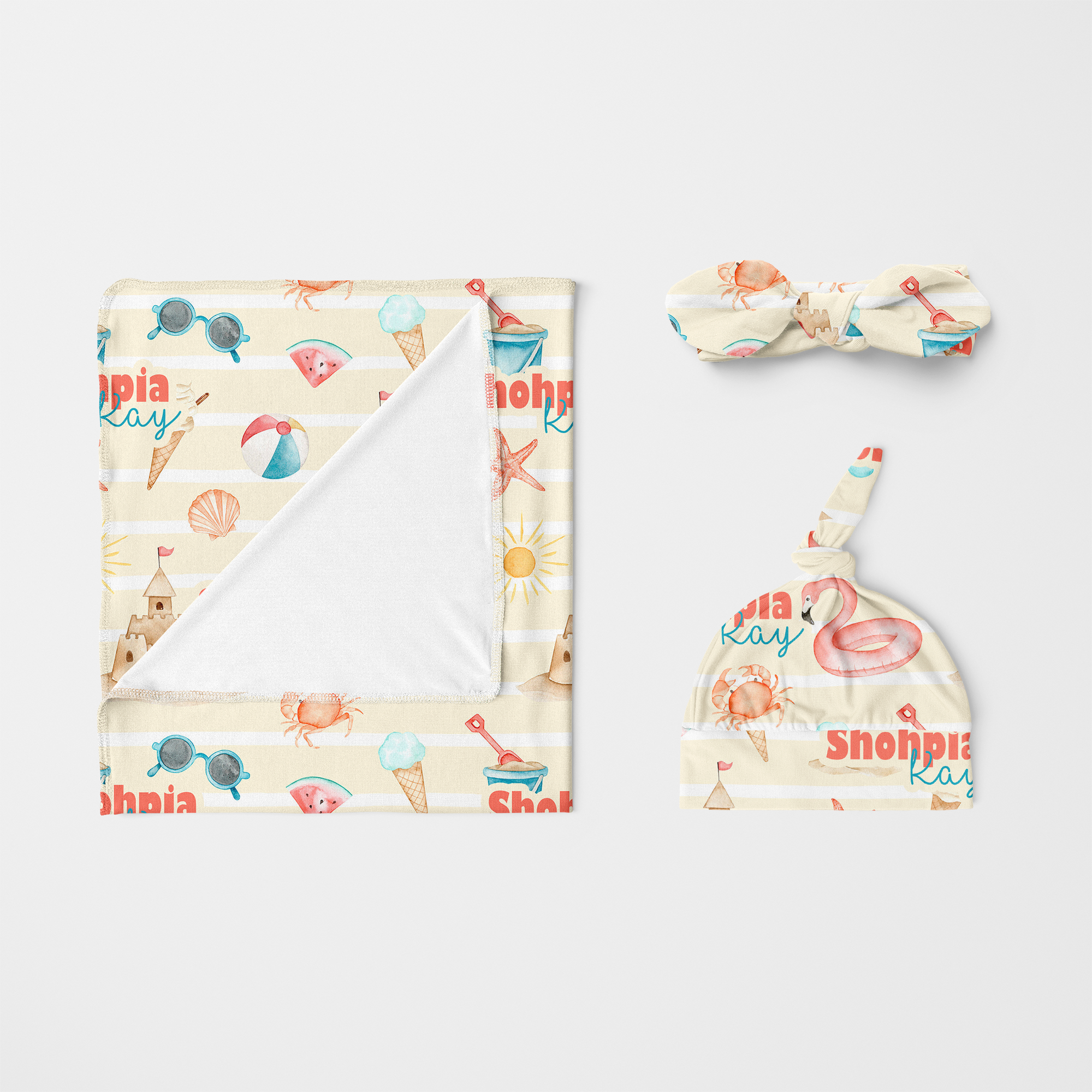 Personalized Swaddle in Summer Beach