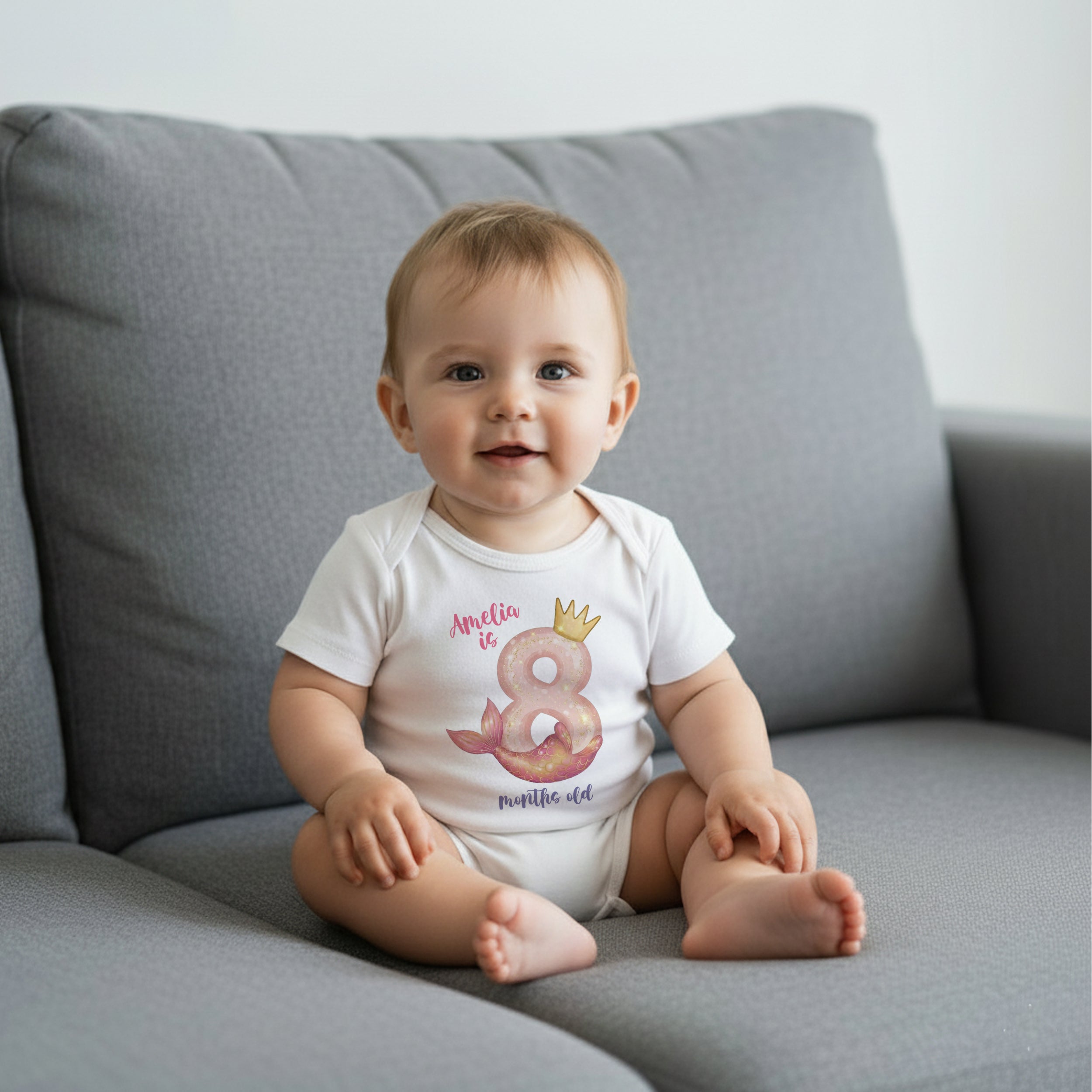 Personalized Milestone Bodysuit in Little Mermaid