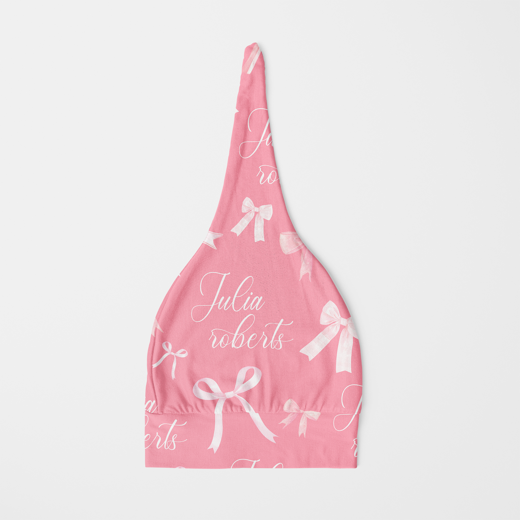 Personalized Knotted Hat in Pink Coquette Bow