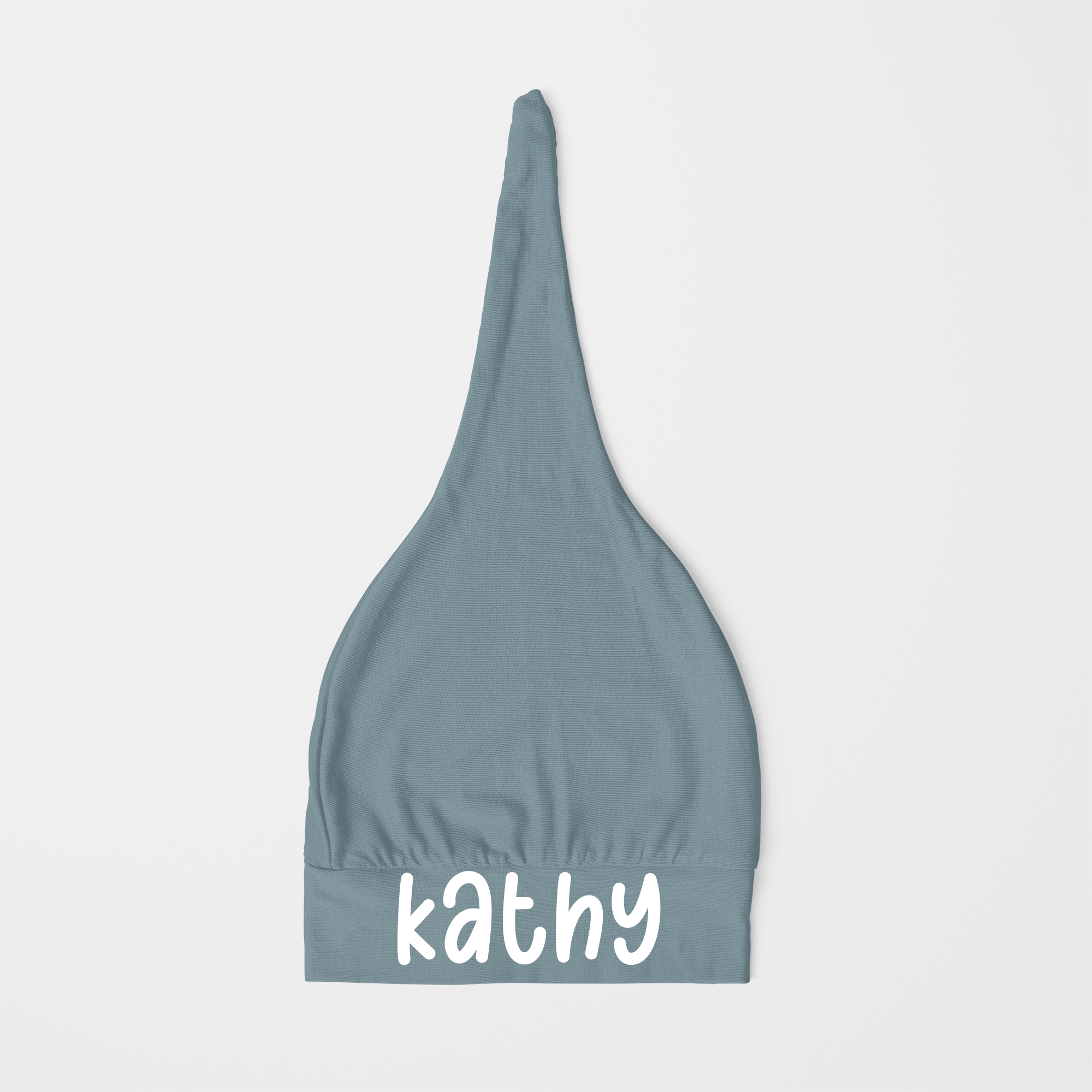 Personalized Knotted Hat in Blue Gray