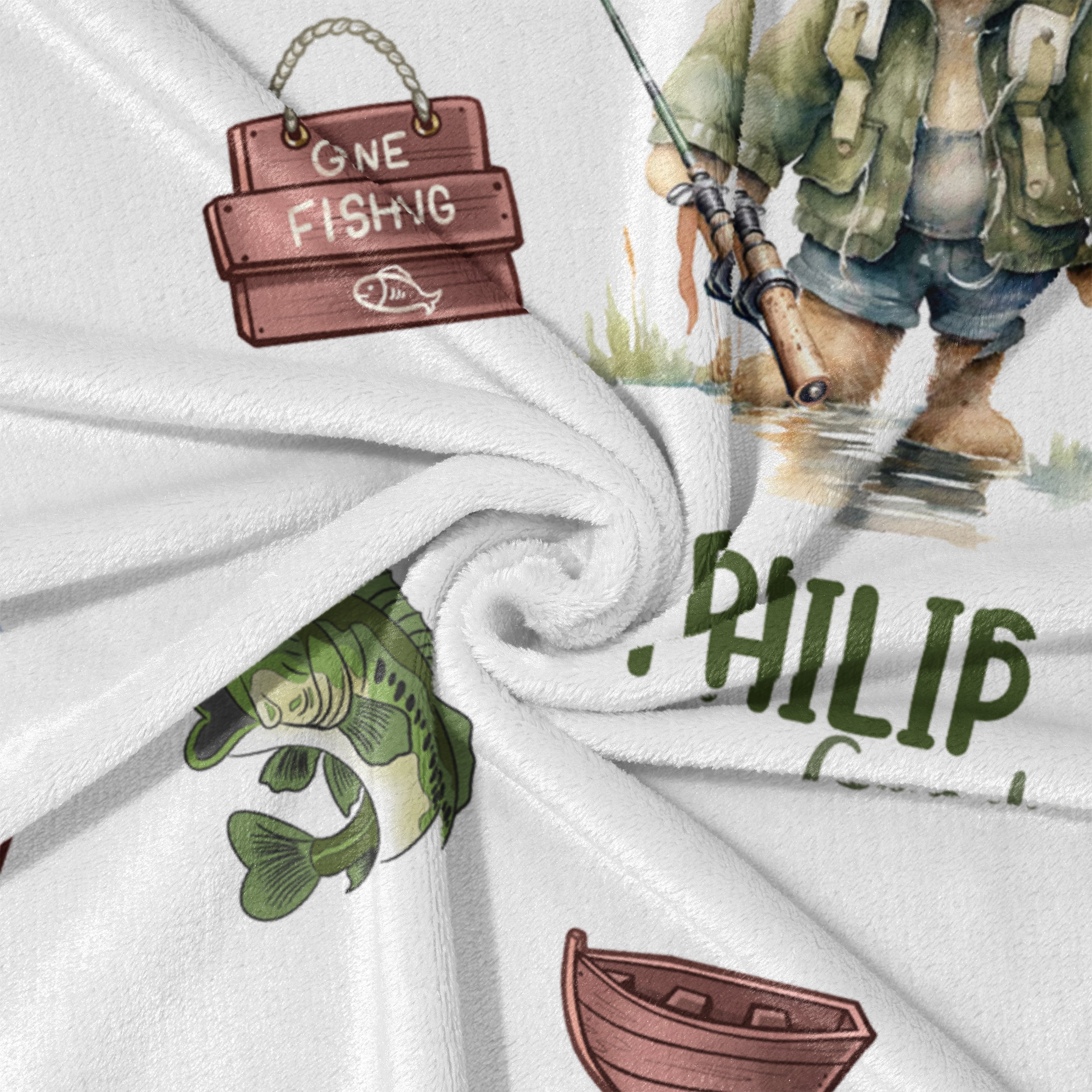 Personalized Blanket in Bear Fishing