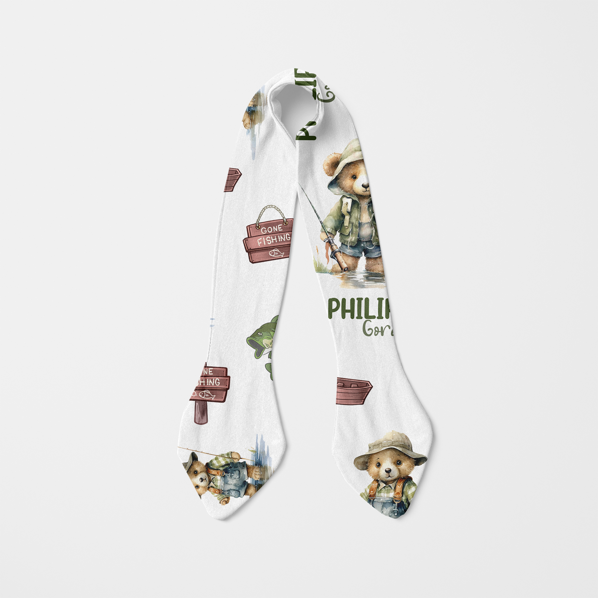 Personalized Knotted Headband in Bear Fishing