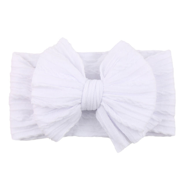 Soft Knit Bow Headband in White