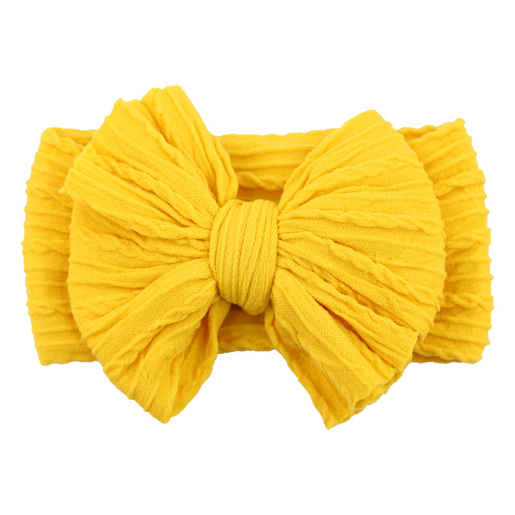Soft Knit Bow Headband in Yellow