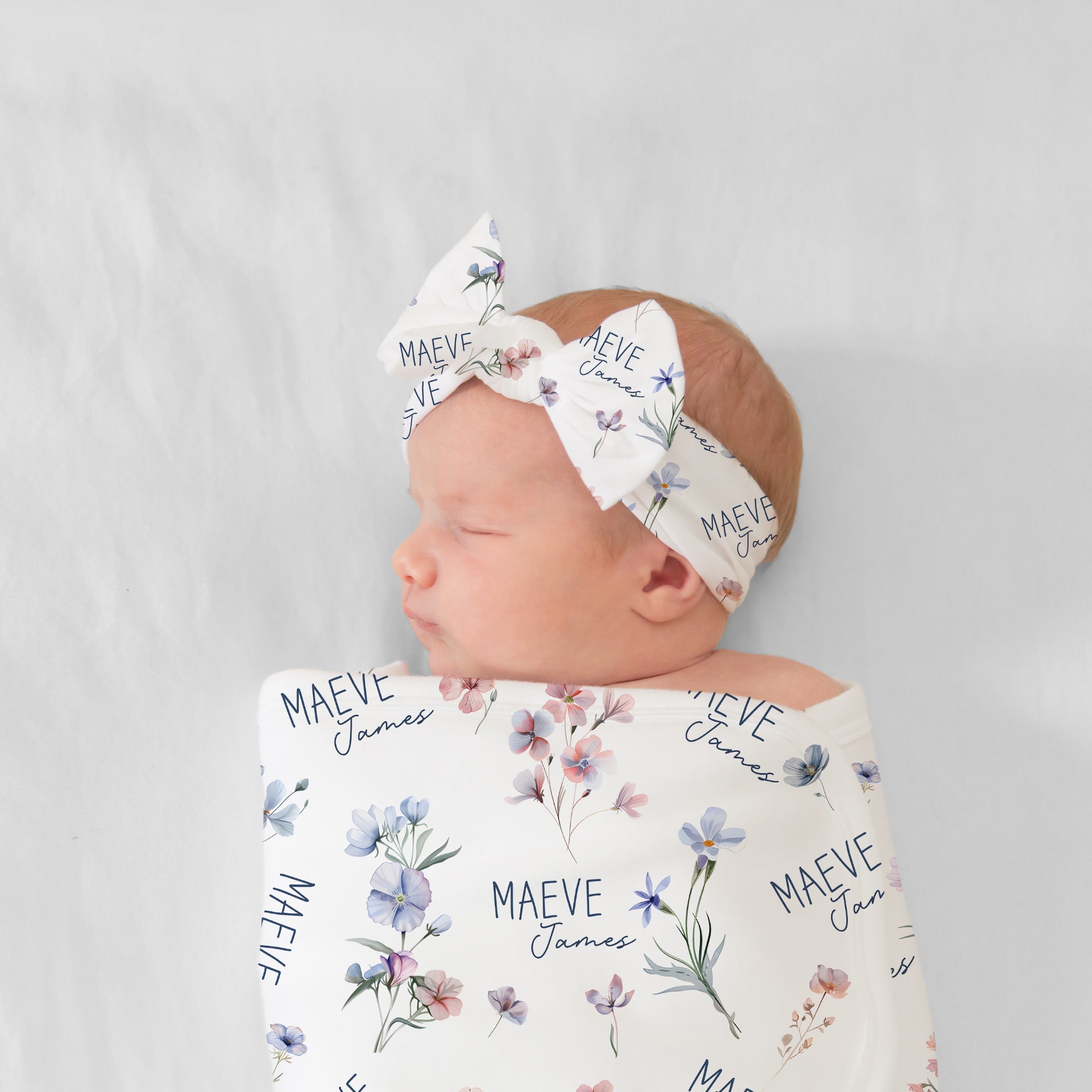 Personalized Bow Headband in Pretty Wildflower