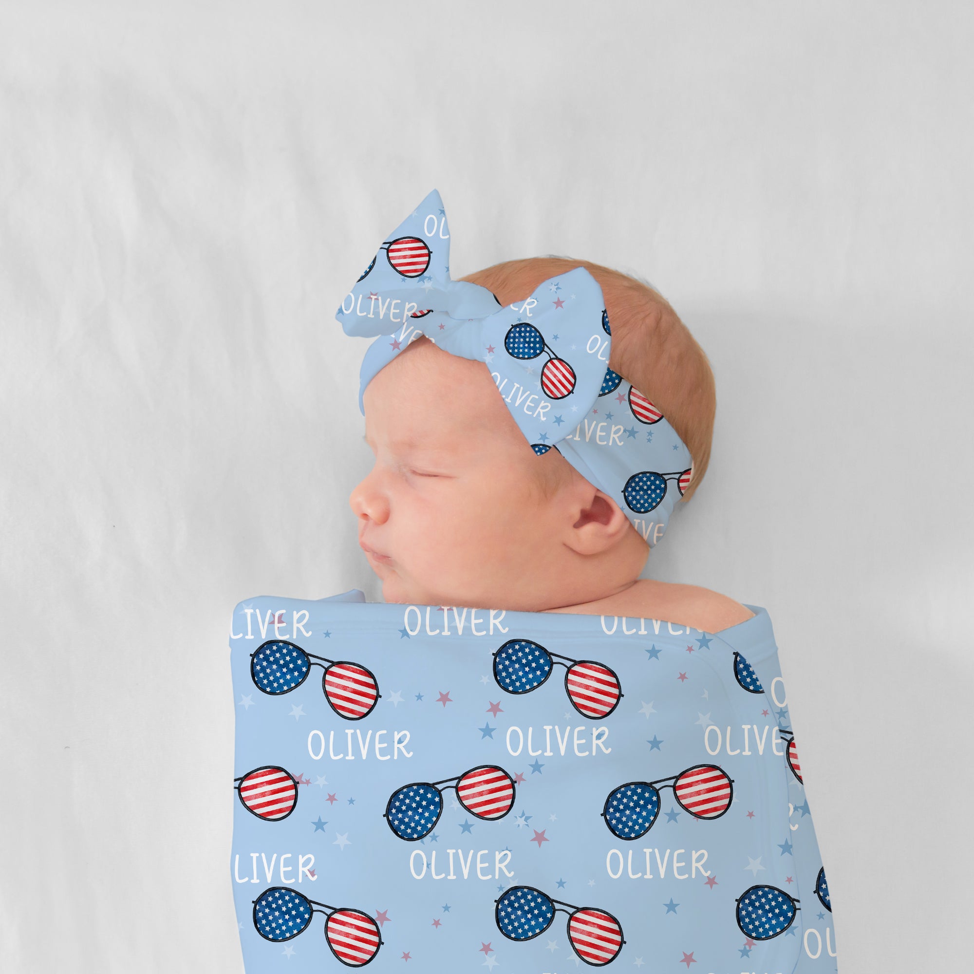 Personalized Bow Headband in Patriotic