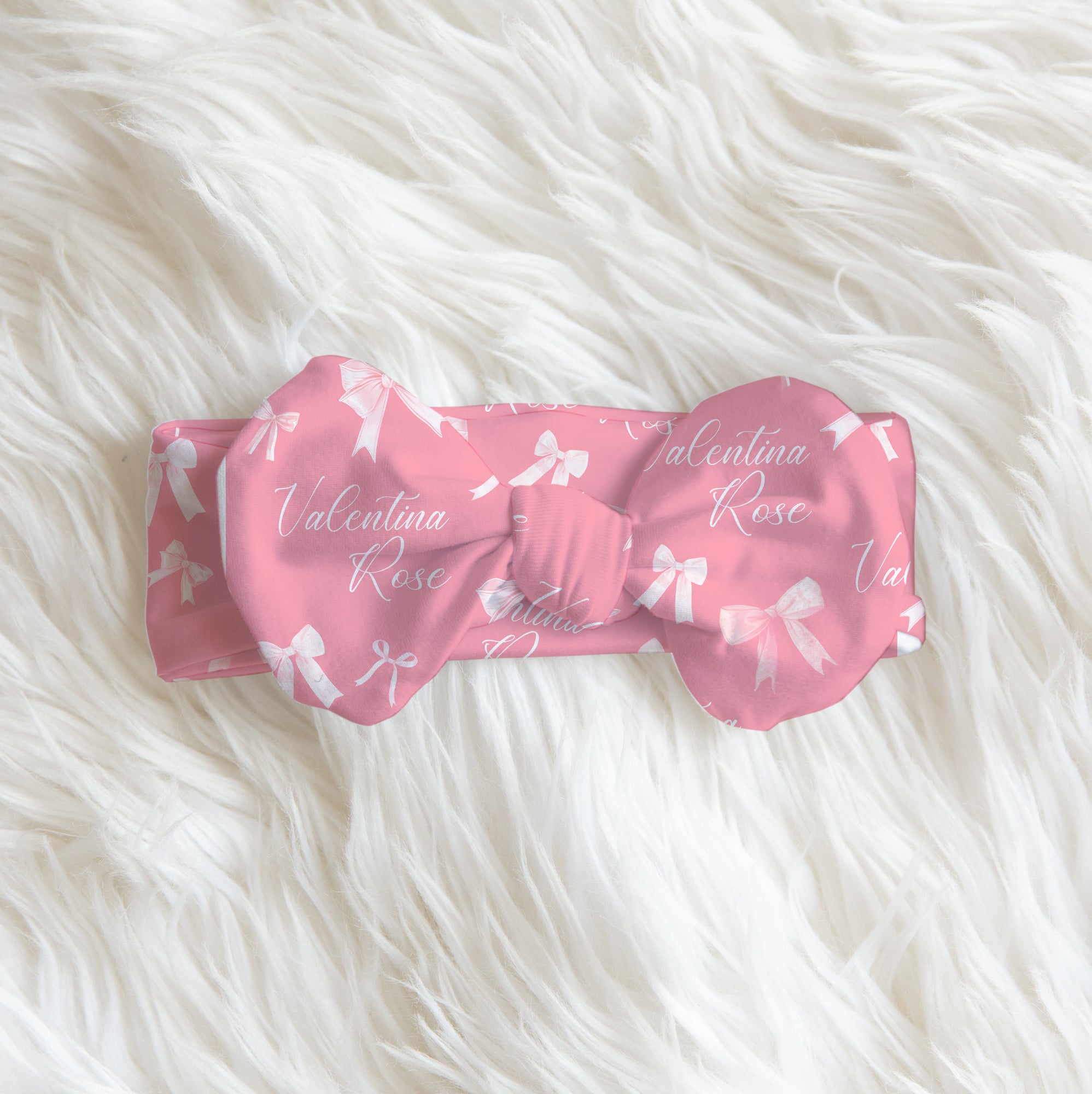 Personalized Bow Headband in Pink Coquette Bow