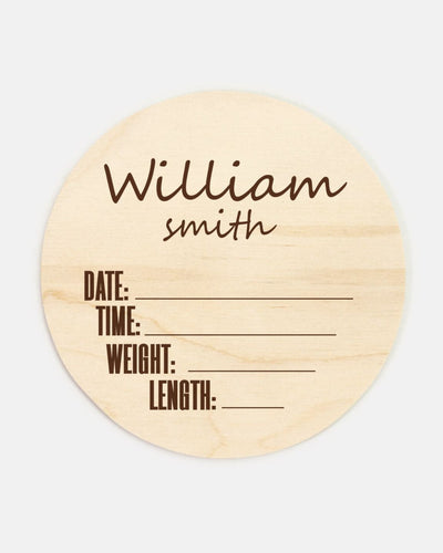 Personalized Birth Stats Wood Announcement