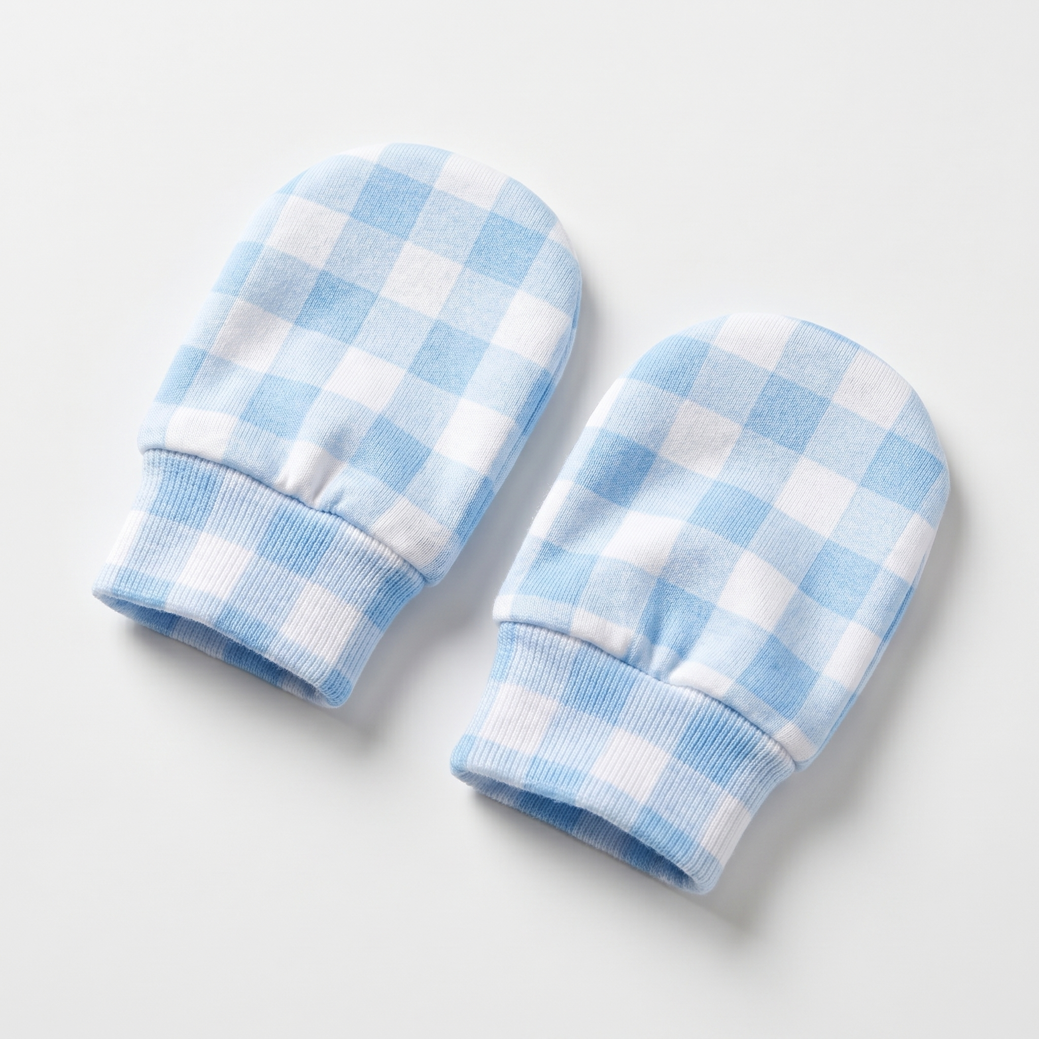 Mittens in Baby Blue Gingham