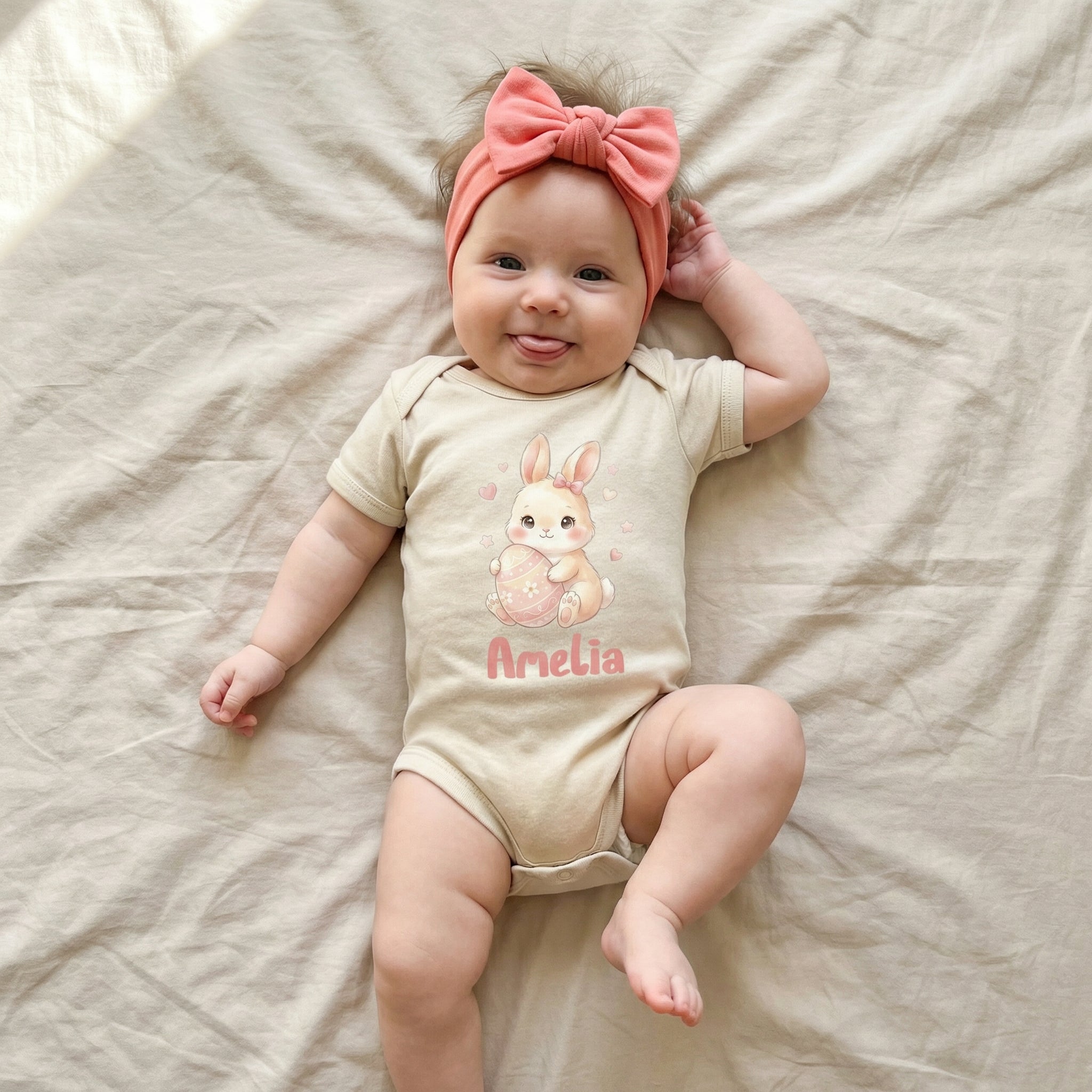 Personalized Graphic Bodysuit in Pink Easter Eggs
